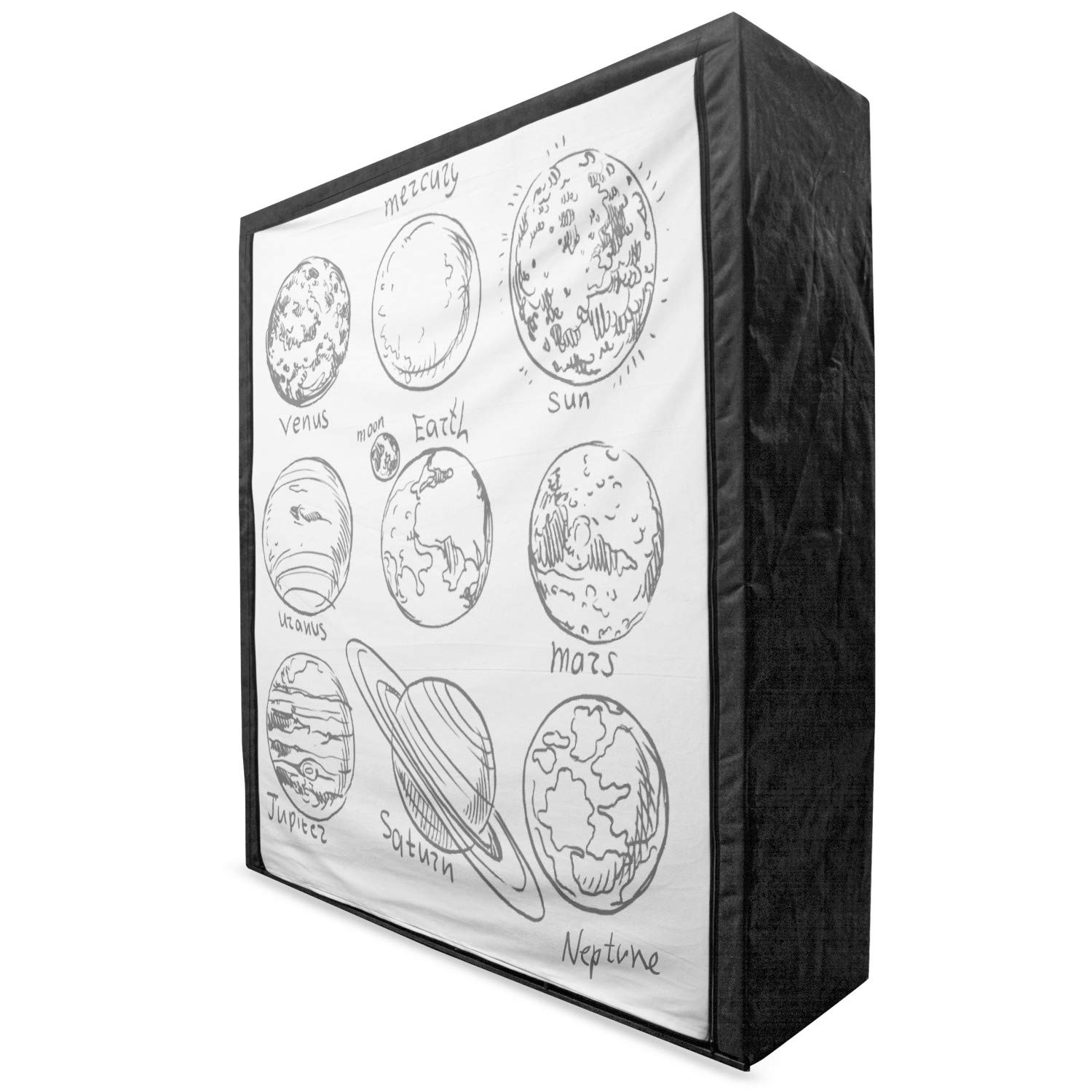 Ambesonne Solar System Wardrobe - Portable Fabric Closet with Shelves for Clothes Storage, 59