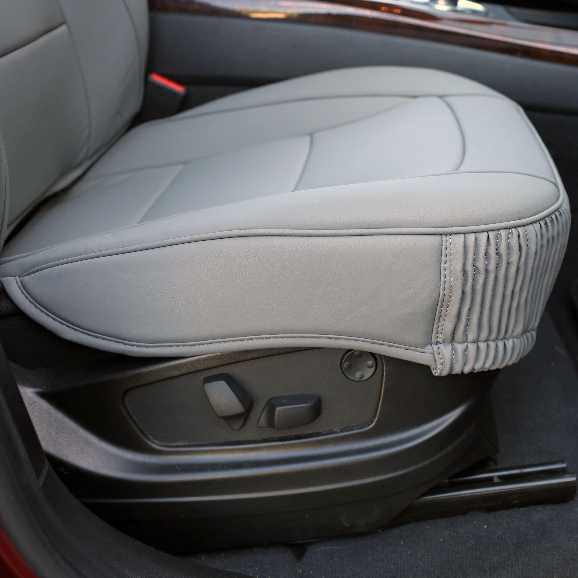 Premium FH Group Car Seat Covers - Universal Fit for Cars, Trucks & SUVs | Waterproof Leatherette Cushion Set in Solid Gray | Ultra Comfort & Protection | Perfect for Daily Commute, Road Trips & Family Travel