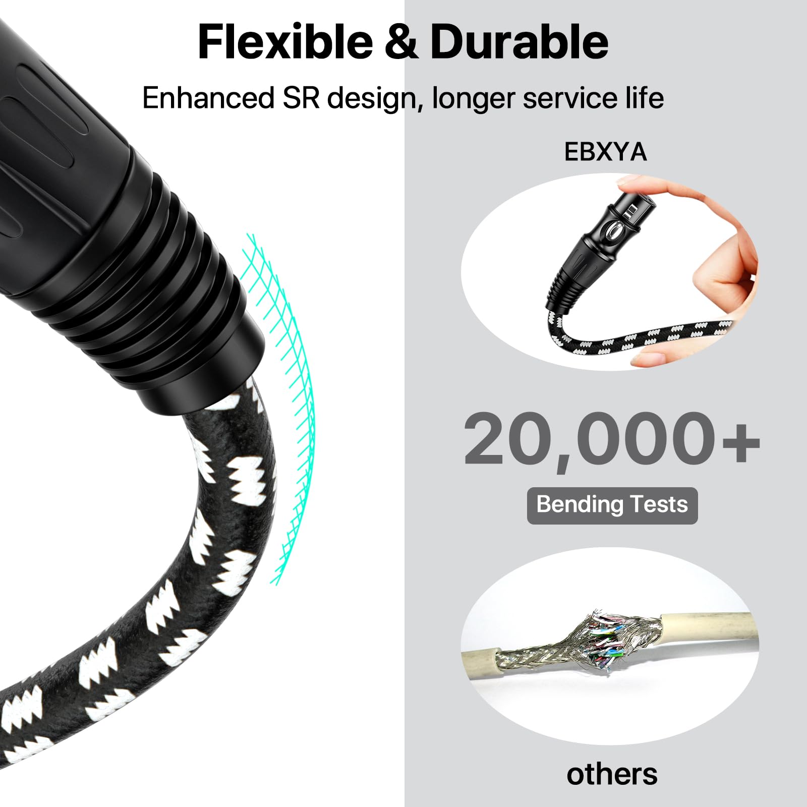 EBXYA 25ft XLR Cable 6-Pack - Gold Plated 3-Pin XLR Male to Female Microphone Cable - Professional Balanced Audio Cable for Mixers, Amplifiers, Recording Studios - Perfect for Live Performances & Home Studios
