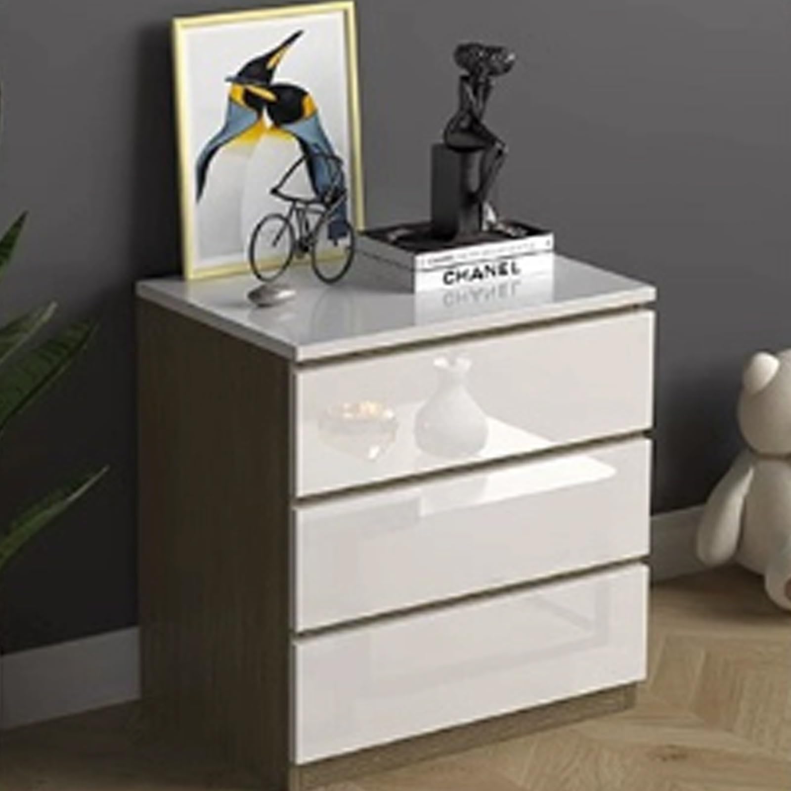 White Storage Drawer Desk Organizer - 60x40x6 Inch Dresser for Kitchen, Study, Living Room & Bedroom - Perfect for Home Office, Makeup Vanity & Closet Organization