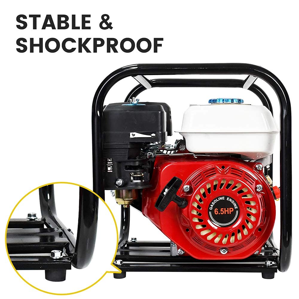 DC HOUSE 6.5HP 212CC Gas Powered Water Pump - 2 Inch Heavy Duty Semi-Trash Clean Water Transfer Pump (158GPM) - Ideal for Pool Draining, Lawn Irrigation & Garden Watering