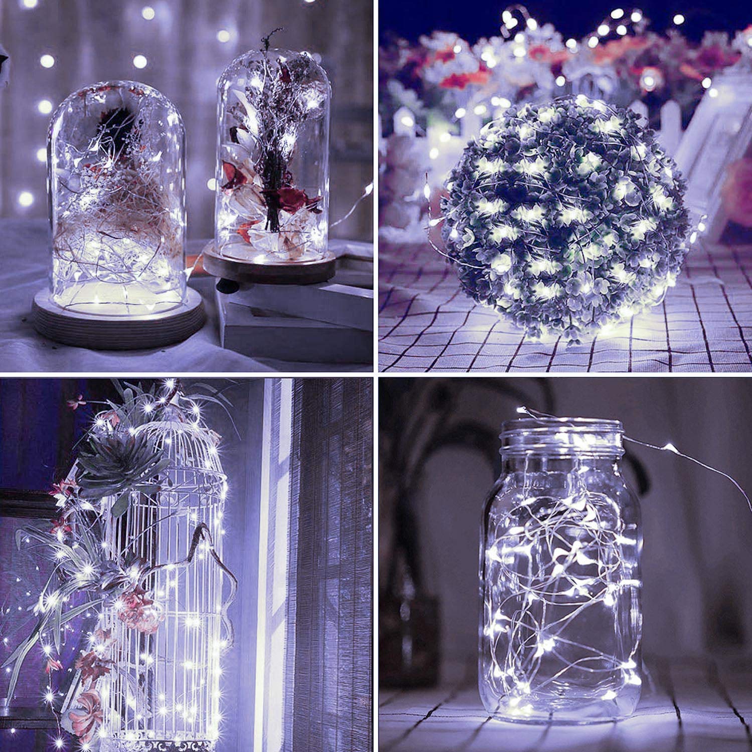 2 Pack 200 LED Solar Powered Copper Wire String Lights - Waterproof Outdoor Fairy Lights with 8 Modes for Garden, Patio, Yard, Party & Christmas Decor (Warm White) | Perfect for Backyard, Wedding, Landscape Lighting & Holiday Displays