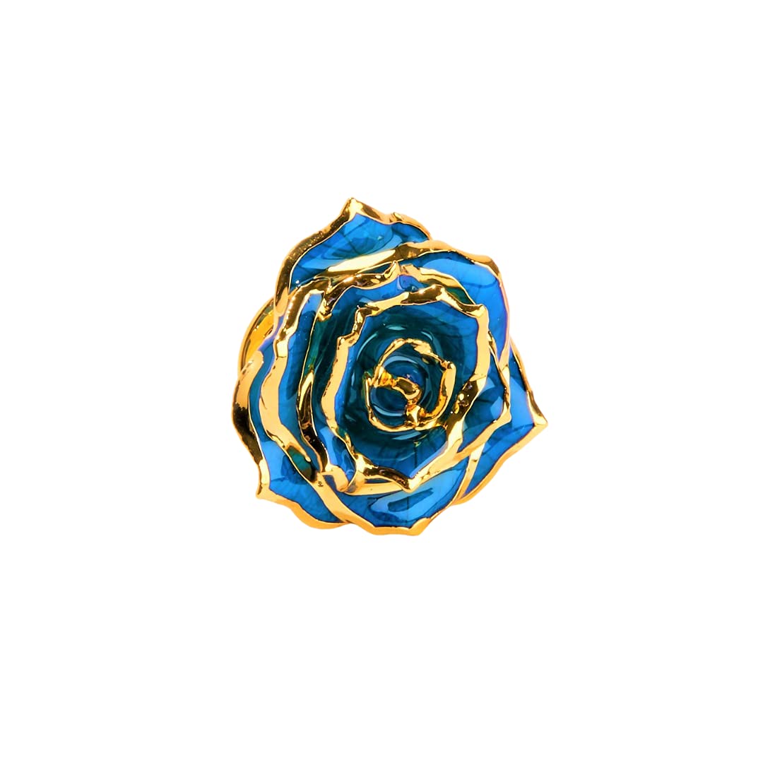 24k Gold Dipped Eternal Rose Lapel Pin - Real Rose Pendant for Men & Women - Luxury Wedding, Prom & Special Occasion Accessory - Perfect Father's Day Gift for Suits & Dresses