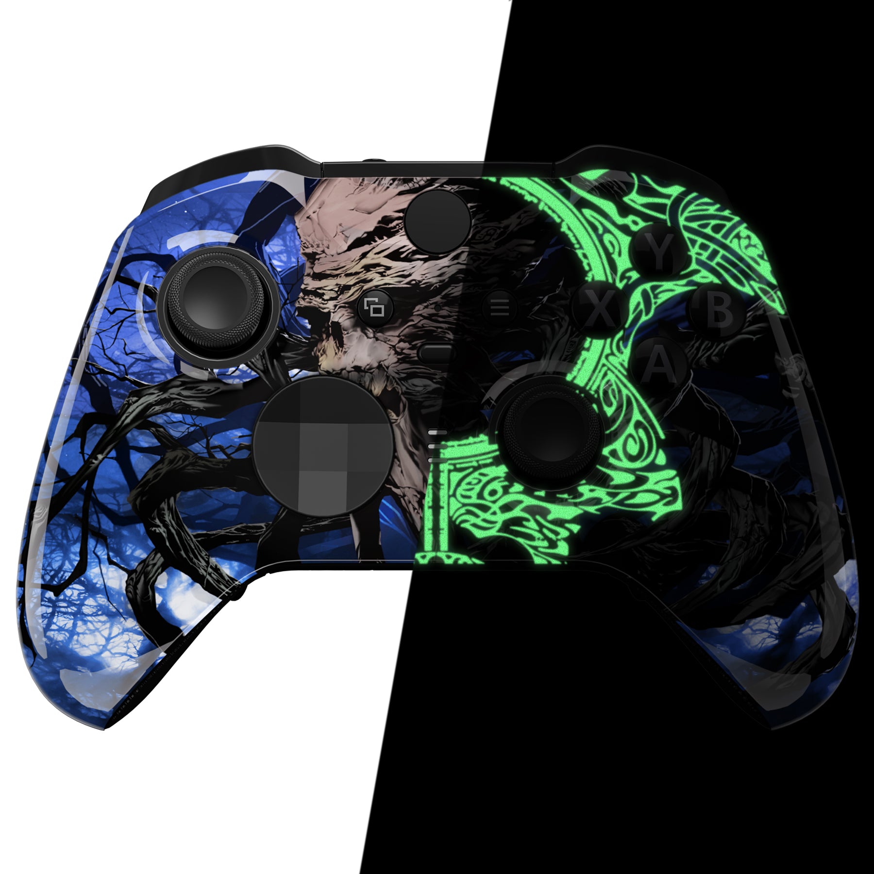 eXtremeRate Glow in Dark Replacement Front Housing Shell Case with Accent Rings for Xbox One Elite Series 2 & Elite 2 Core Controller (Model 1797) - The Awakening of Earth Lord - Perfect for Gaming Enthusiasts & Custom Controller Builders
