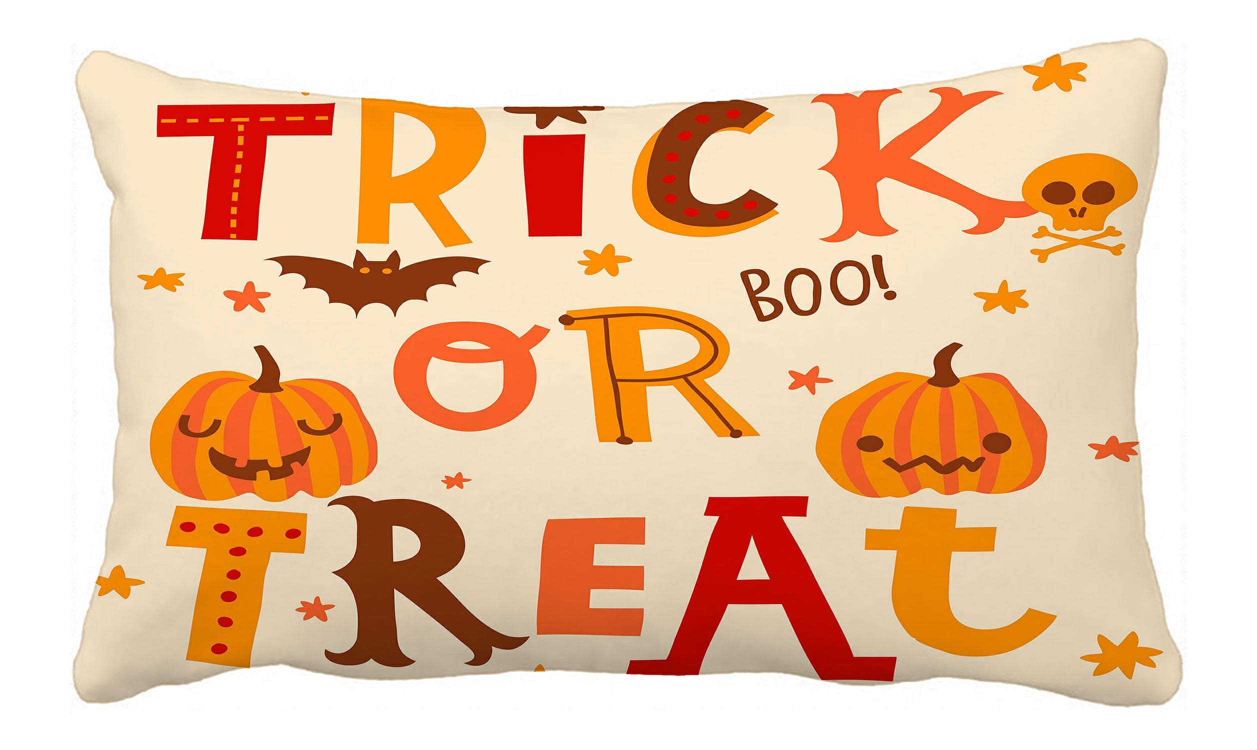 ABPHQTO Halloween Cute Trick or Treat Cartoon Pillow Case - 20x30 Inch Reversible Couch & Bed Pillow Cover - Spooky Home Decor for Halloween Parties & Cozy Living Room