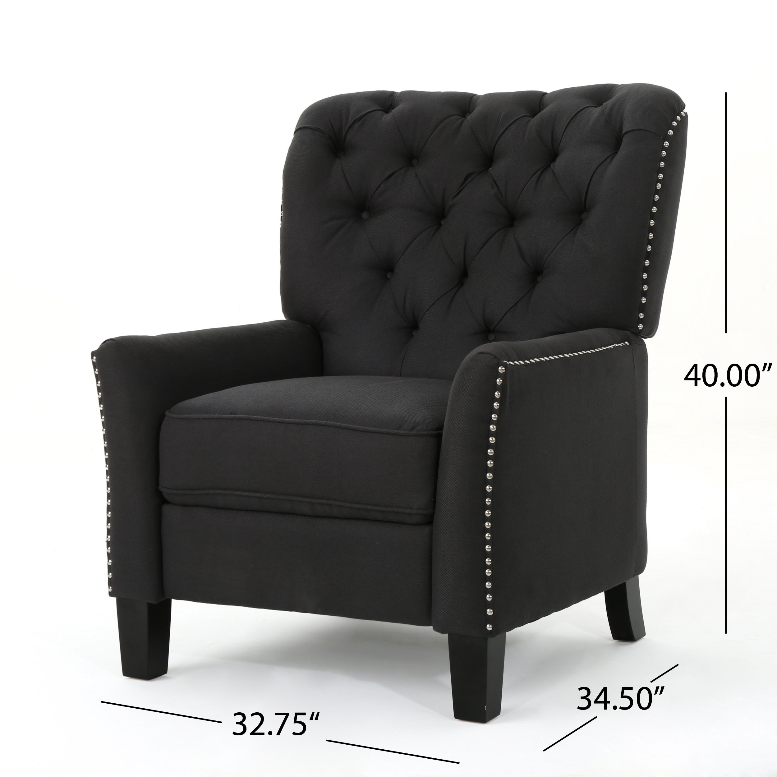 Christopher Knight Home Cerelia Tufted Fabric Recliner - Dark Charcoal/Dark Brown | Comfortable Living Room Chair for Relaxing & Lounging