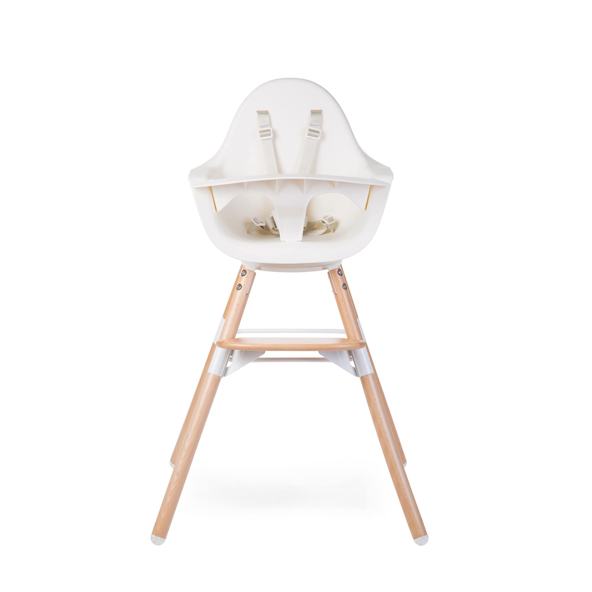 Childhome Evolu One.80° High Chair - 2 in 1 Baby High Chair with 180° Swivel, Adjustable Height & Portable Design | Modern Sleek High Chair with Beechwood Legs in White | Perfect for Dining, Feeding & Playtime