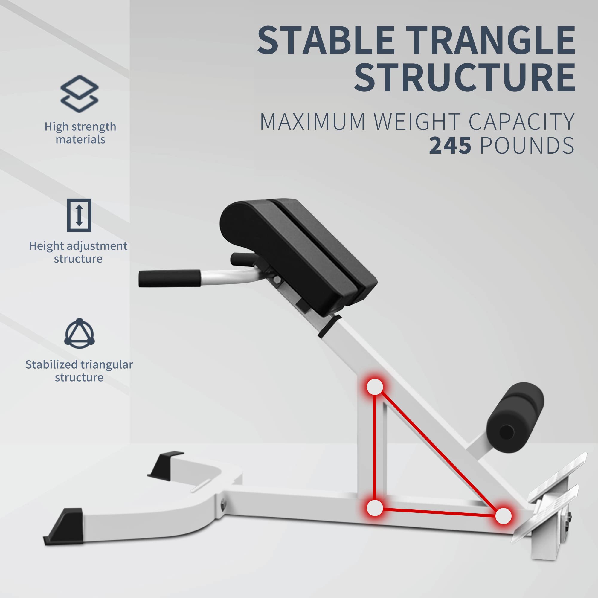 Dual Adjustable Roman Chair - Hyperextension Bench with Angle & Height Control for Home Gym - Core & Back Workout Equipment for Strength Training & Fitness