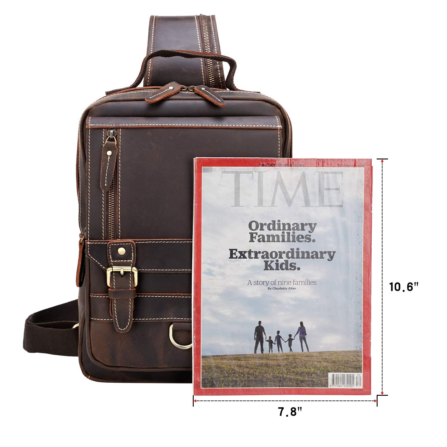Polare Full Grain Leather Shoulder Backpack - Durable Travel Rucksack & Messenger Crossbody Bag for Men & Women - Perfect for Work, Commuting, Hiking & Daily Use