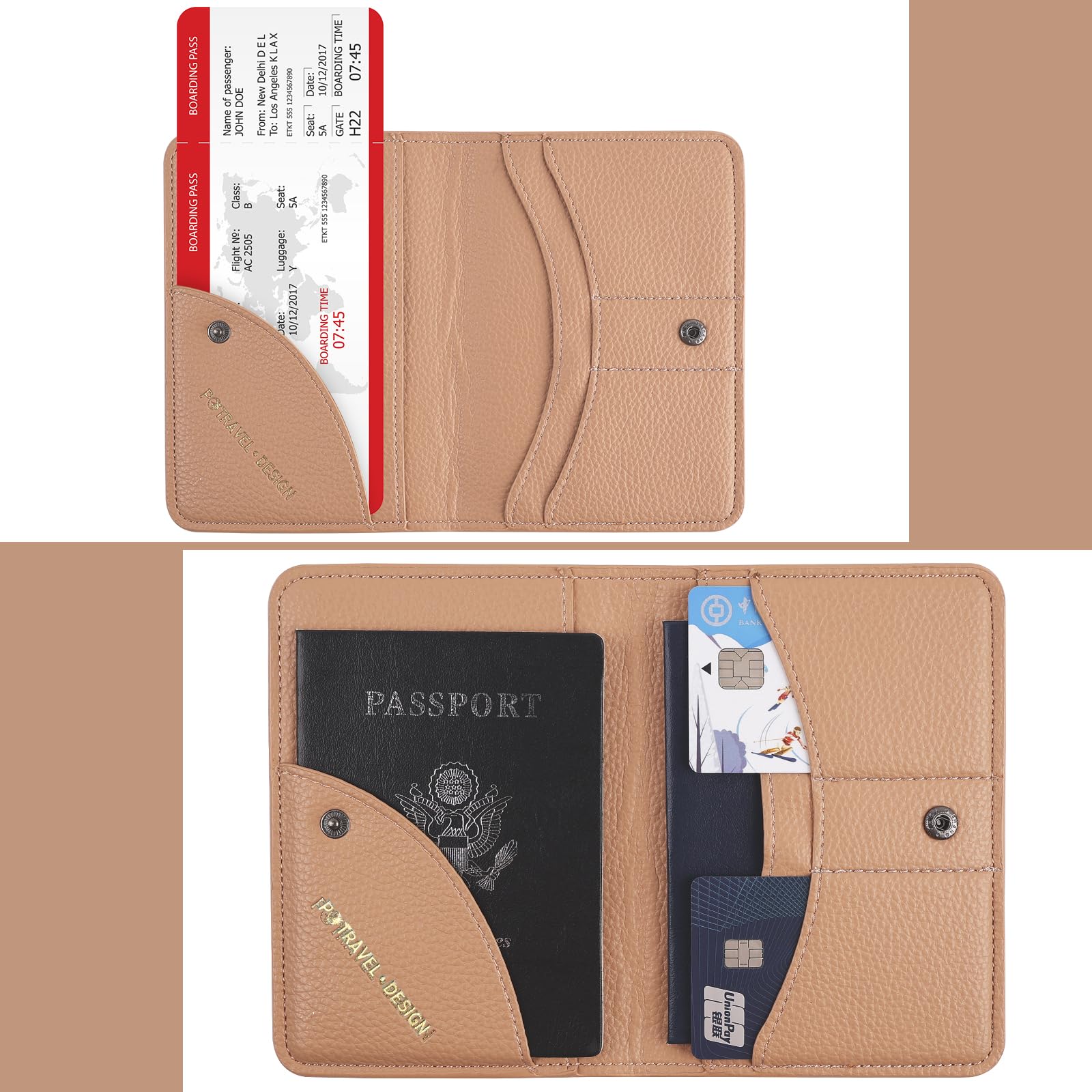 Premium PU Leather Passport Holder & Travel Wallet - RFID Blocking, Holds Passport, Credit Cards, Business Cards & Boarding Passes (Coral Pink) - Perfect for International Travel & Business Trips