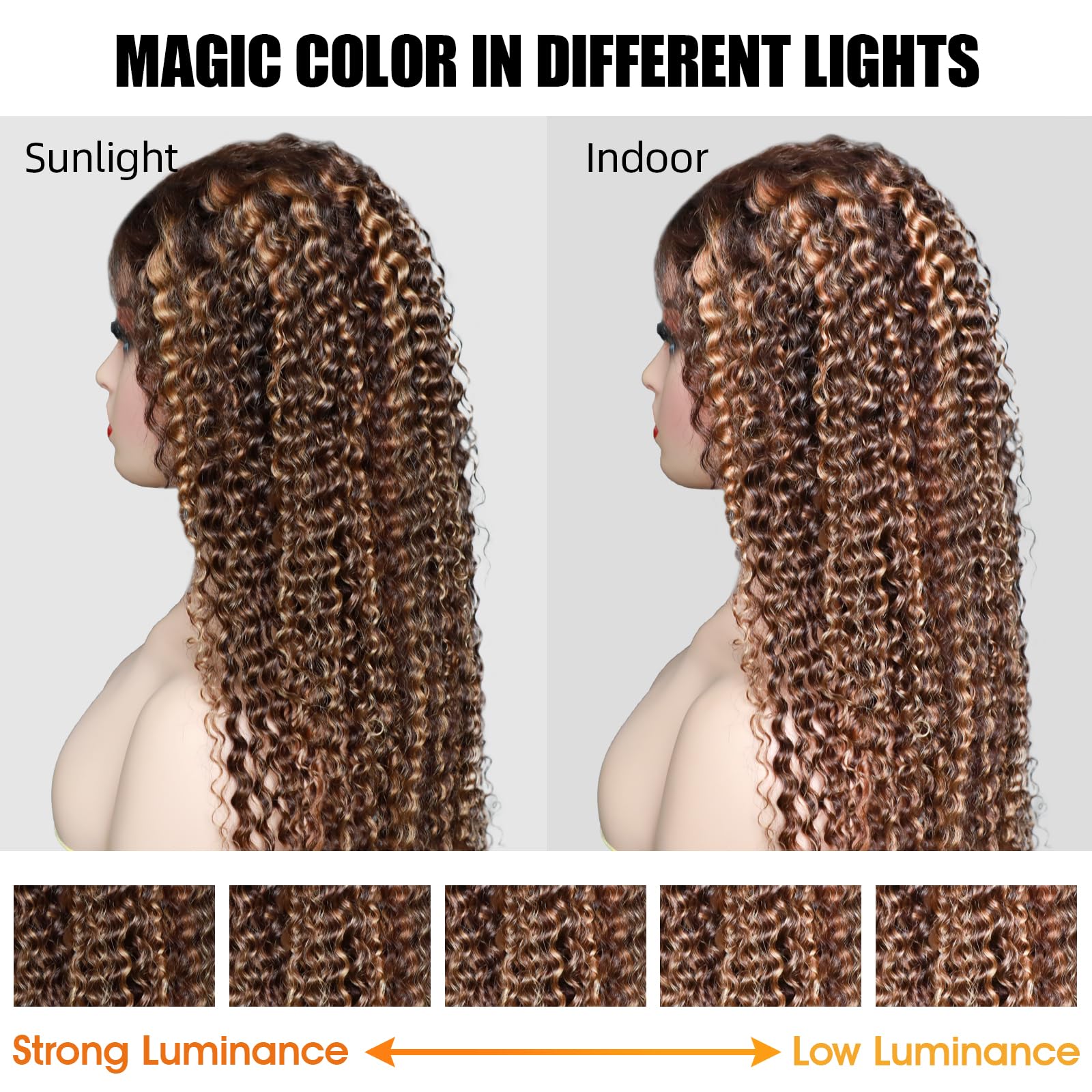 30 Inch Glueless Curly Human Hair Wigs for Women - Pre Plucked 180 Density 5x5 HD Lace Closure Wig with Highlight Ombre, No Glue Wear & Go Lace Front Wig | Perfect for Daily Wear, Parties, Cosplay & Protective Hairstyles