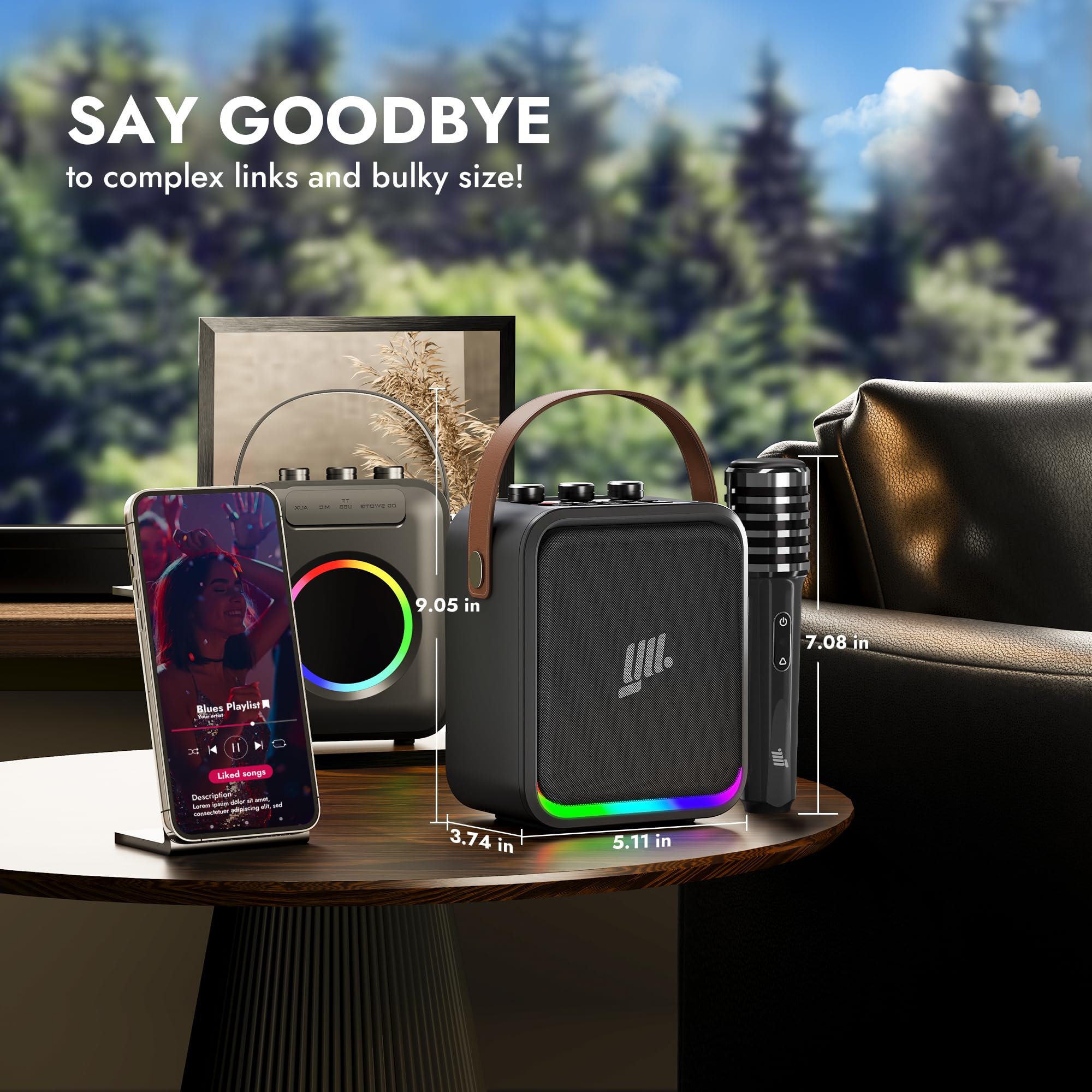 YLL Portable Bluetooth Karaoke Machine - 60W Powerful Wireless Speaker with 2 Microphones for Adults & Kids, Lightweight Karaoke System with Shoulder Strap - Perfect for Home Parties, Outdoor Gatherings & Family Singing Fun