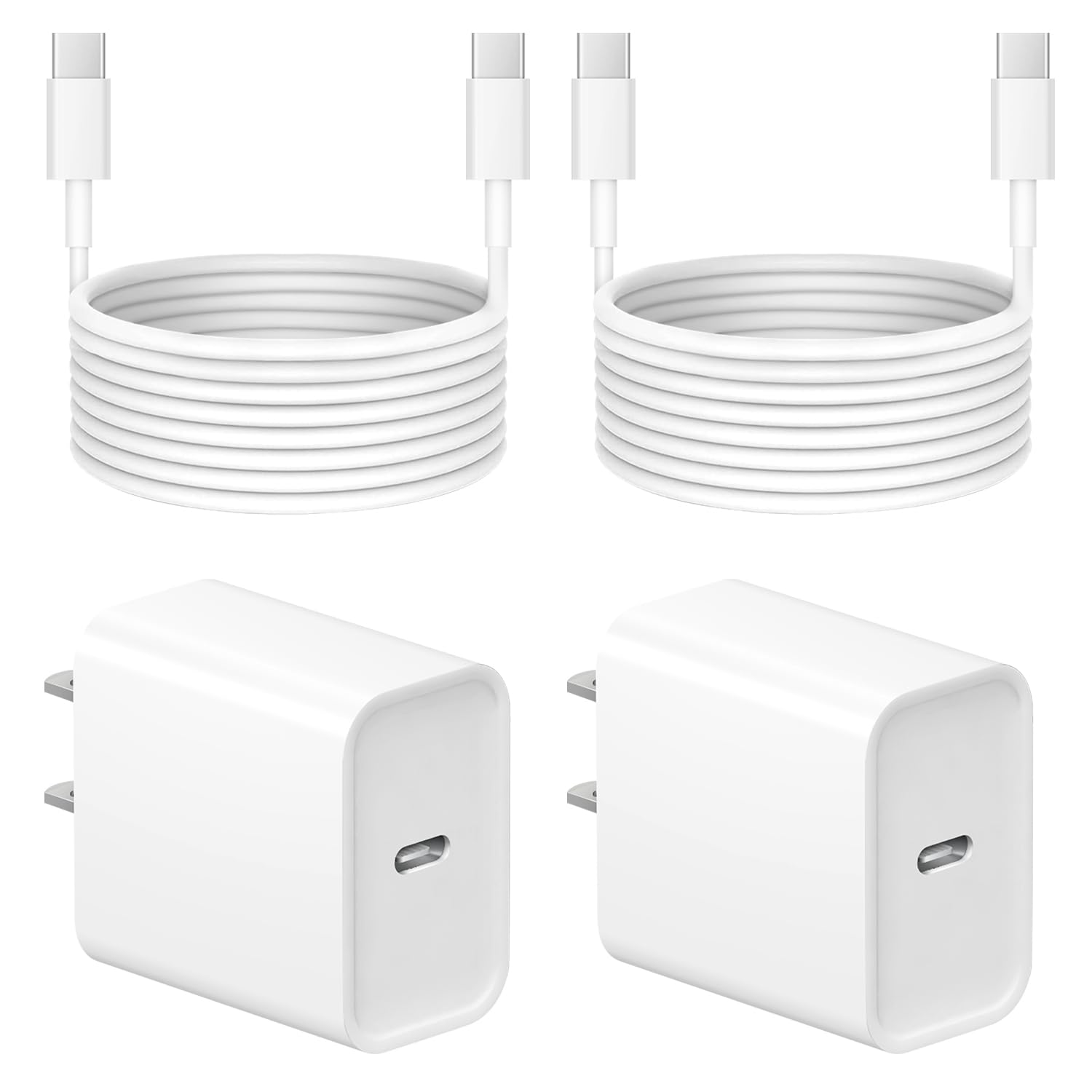 20W Fast Charger for iPhone 16/15 Series - 2 Pack USB C Wall Charger with 6Ft Type C Cable - Compatible with iPhone 16 Pro Max/16 Pro/16/16e, iPhone 15, iPad Pro, Air 5/4 & 10th Gen - Quick Charge for Home, Office & Travel (White)