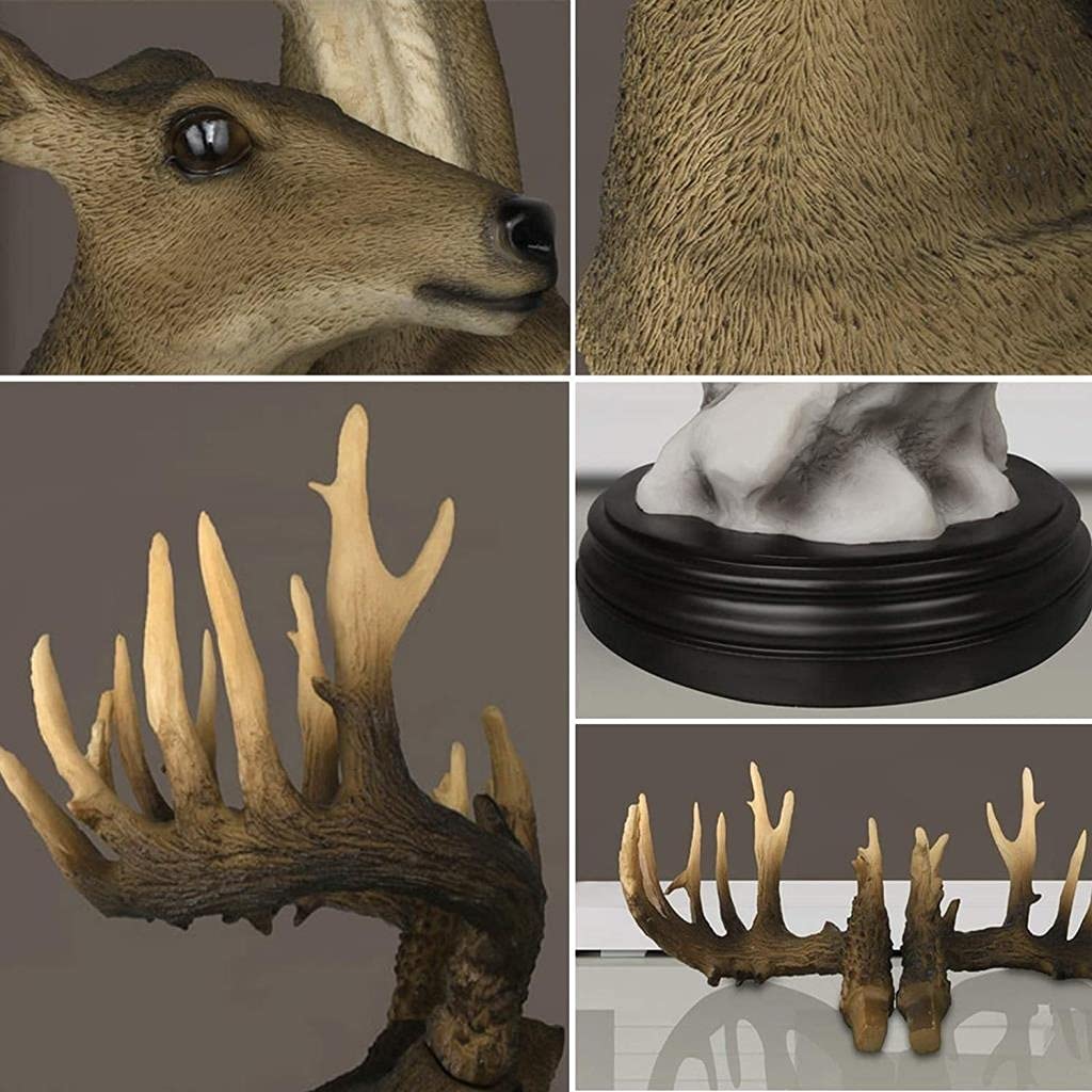 Deer Head Tabletop Statue - Handcrafted Animal Sculpture for Home Decor, Living Room, Office & Hotel Reception Desk | Unique Gift Idea for Nature Lovers & Interior Design