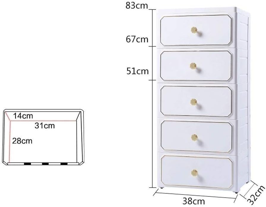 5-Tier Thick Plastic Storage Cabinet for Clothes, Toys & Snacks - Large Organizer Box (38x32x83cm) - Perfect for Bedroom, Closet & Kids Room Organization