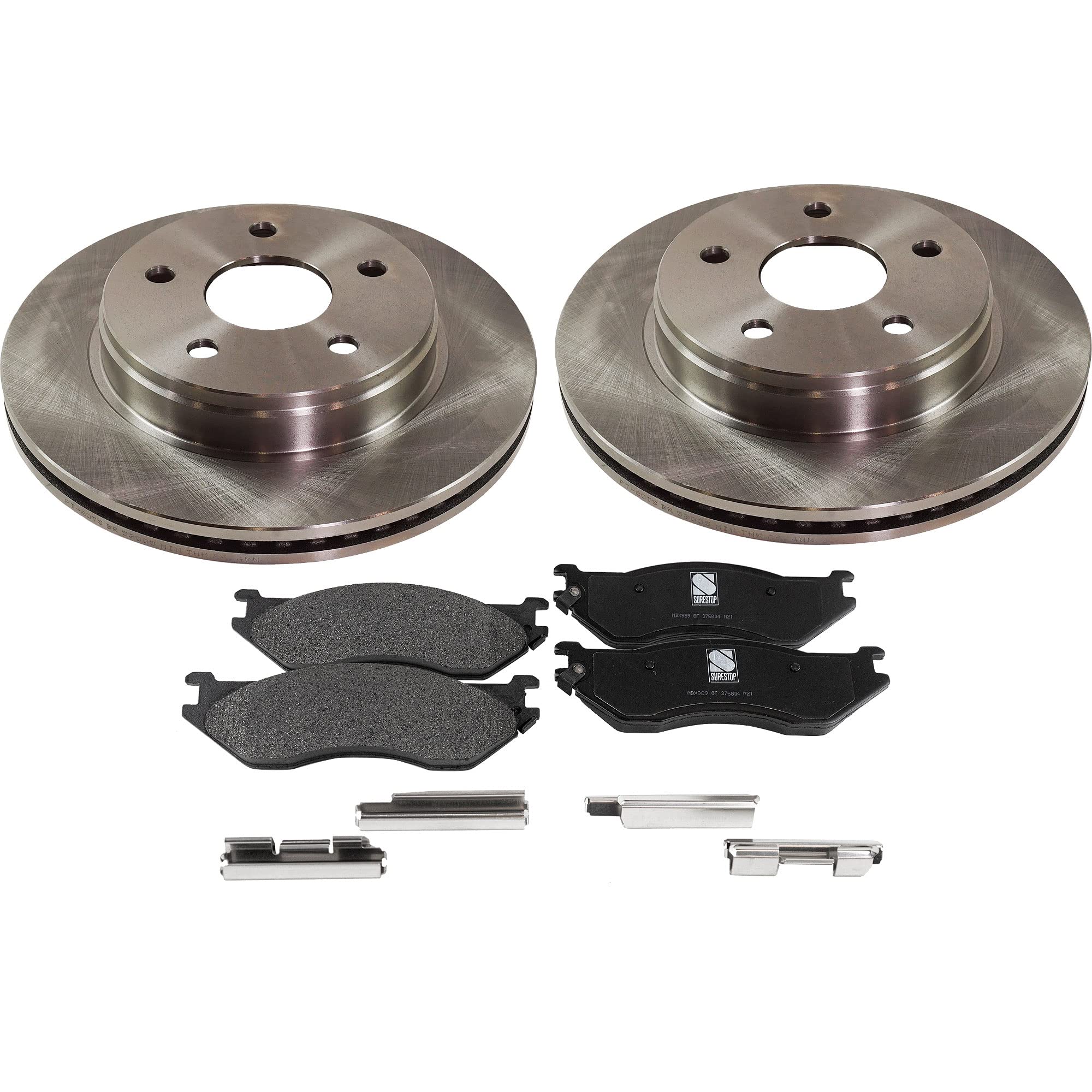 Garage-Pro Front Brake Disc and Pad Kit - 4 Wheel Set for 2002 Dodge Ram 1500 | Natural Cast Iron Rotors | 5 Lug Pattern | Perfect for Off-Roading & Heavy-Duty Towing
