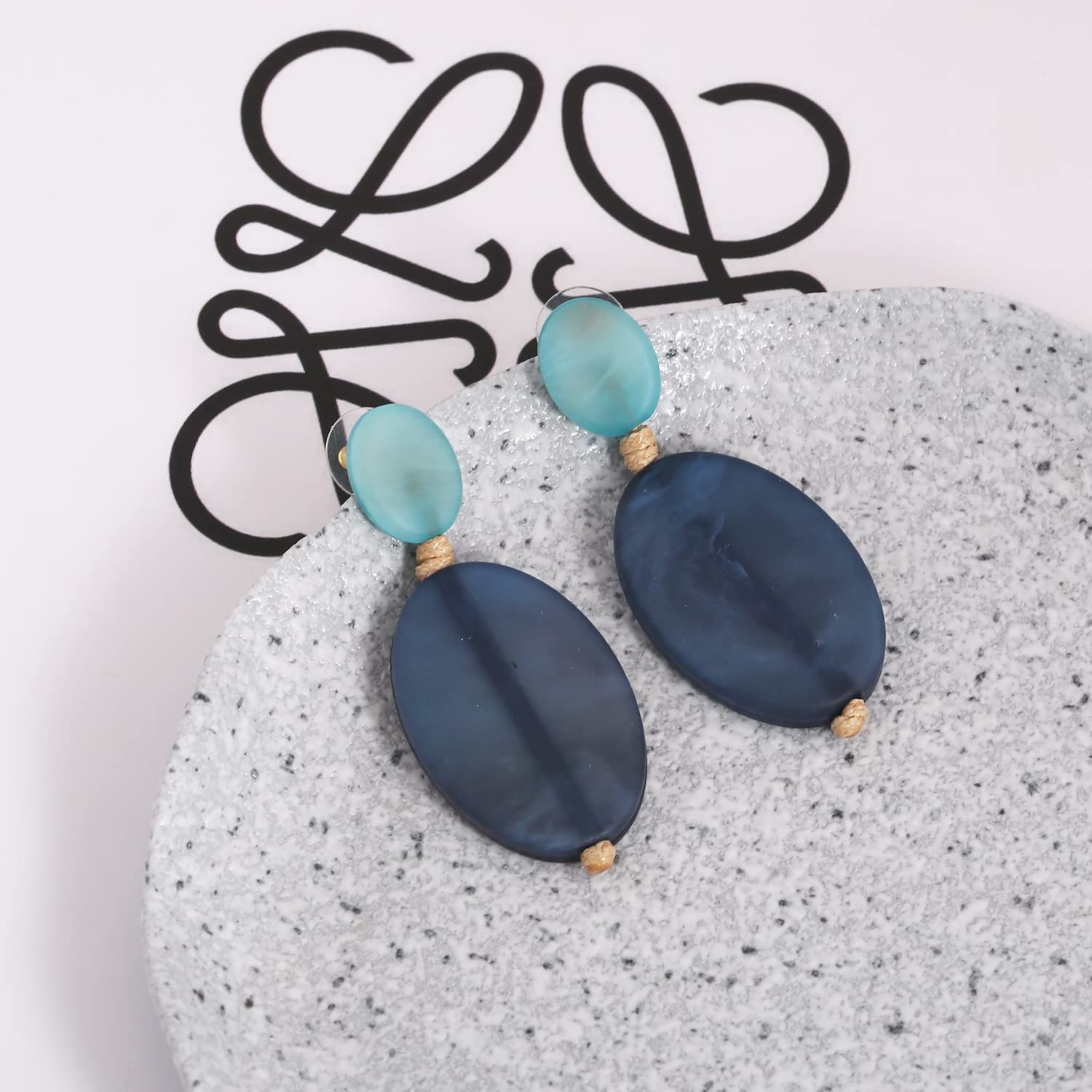 LILIE&WHITE Geometric Acrylic Resin Boho Earrings for Women - Multicolor Marbled Statement Dangle Earrings, Gold-Plated Retro Drop Earrings, Fashion Bohemian Jewelry - Perfect for Parties, Weddings & Everyday Wear