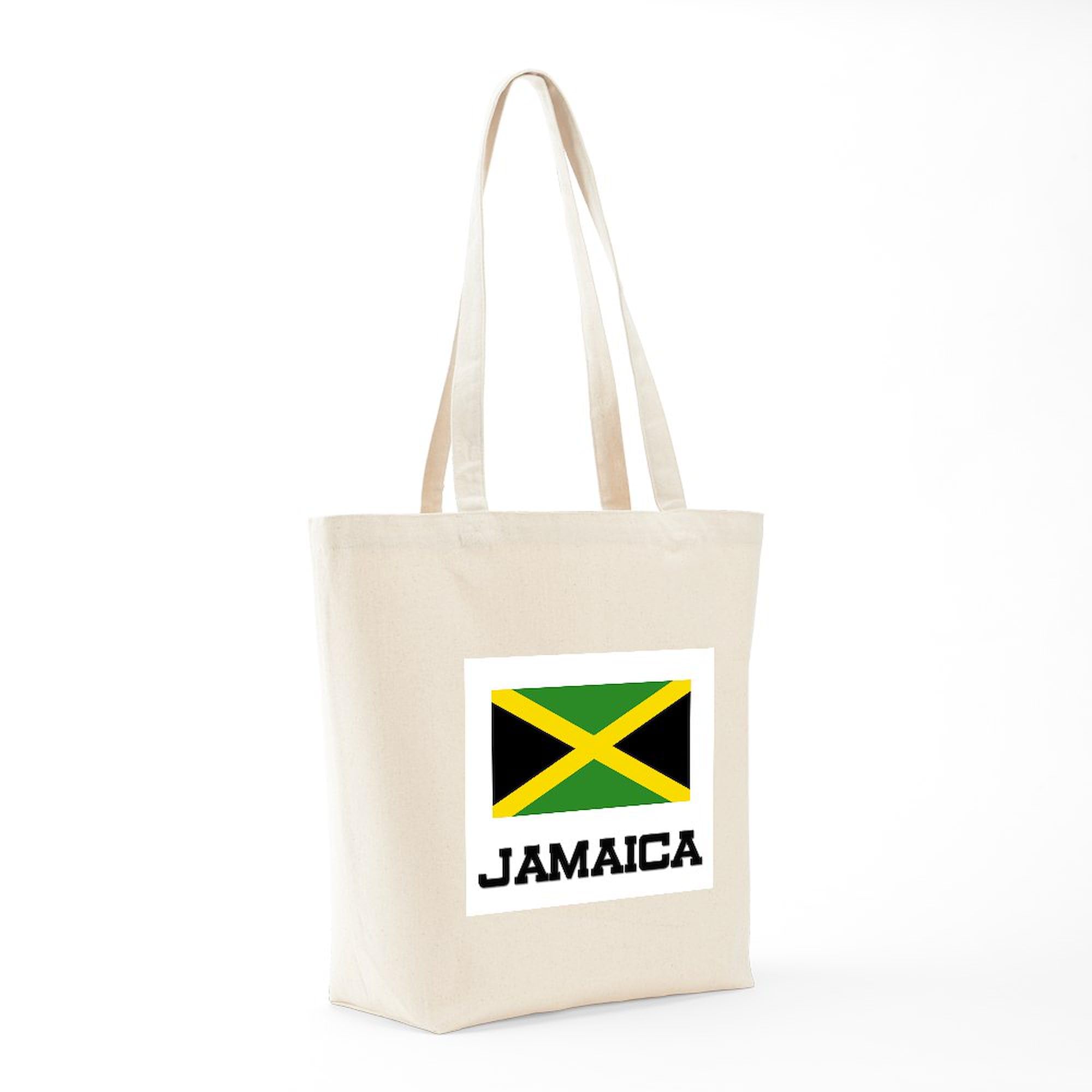 Jamaica Flag Tote Bag - Natural Canvas Reusable Shopping Bag with Jamaican Flag Design | Perfect for Groceries, Beach Trips & Eco-Friendly Shopping