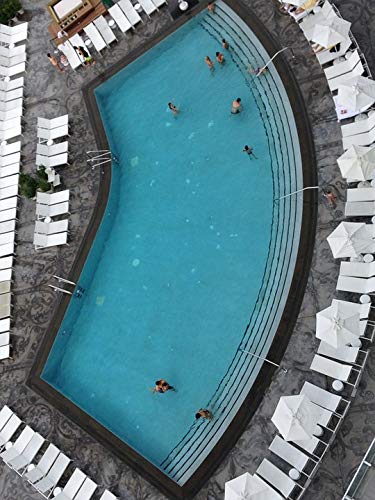 Miami Beach Hotel Big Pool Swimming Pool Poster - 20x30 Inch Laminated Wall Art with Vibrant Colors - Perfect for Bathroom Decor, Living Room, Bedroom & Office Framing