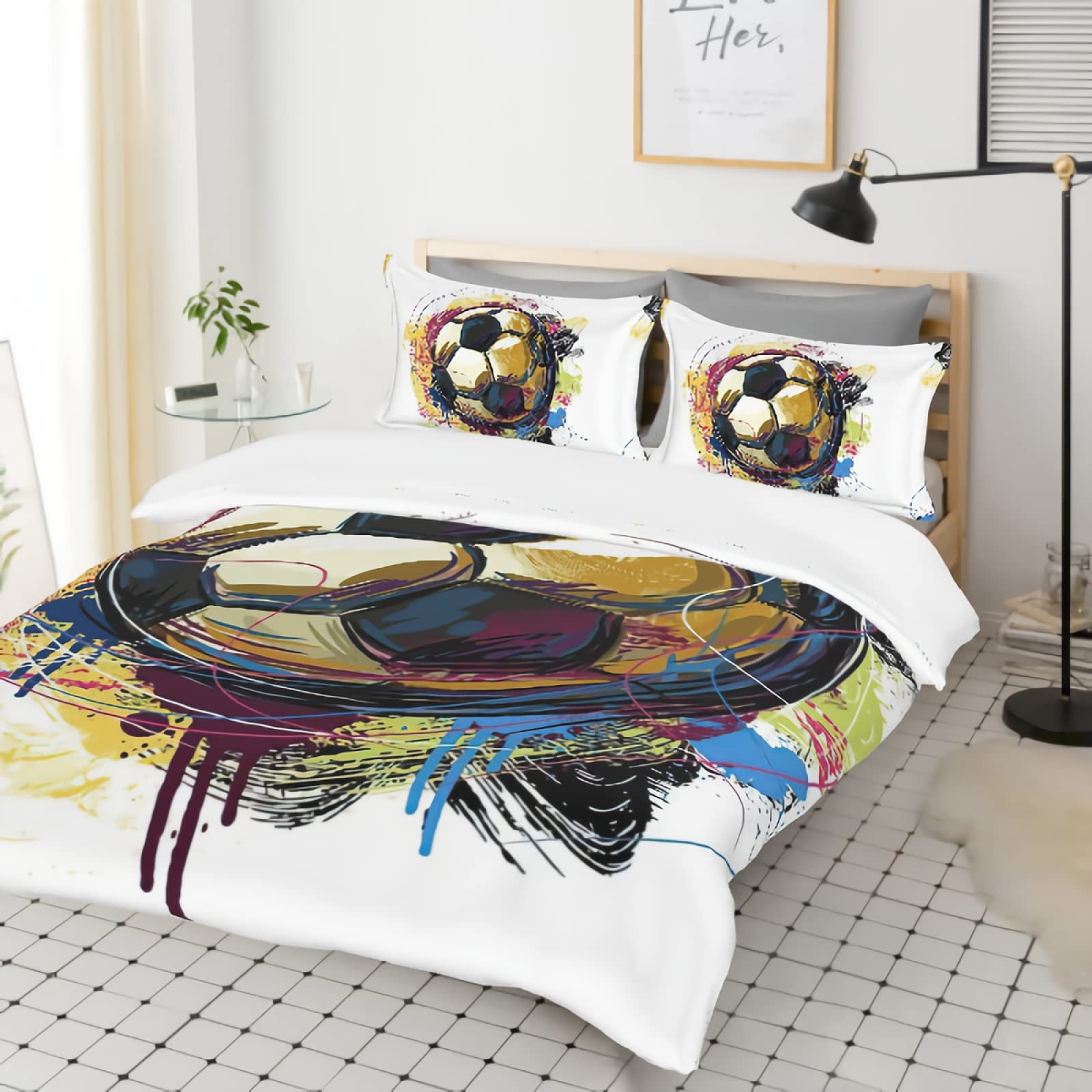 GREDBH Football Bedding Set - King Size Duvet Cover with 2 Pillowcases | Sports Themed Microfiber Comforter for Boys, Teens & Adults | Perfect for Game Nights, Teen Bedrooms & Sports Fan Gifts