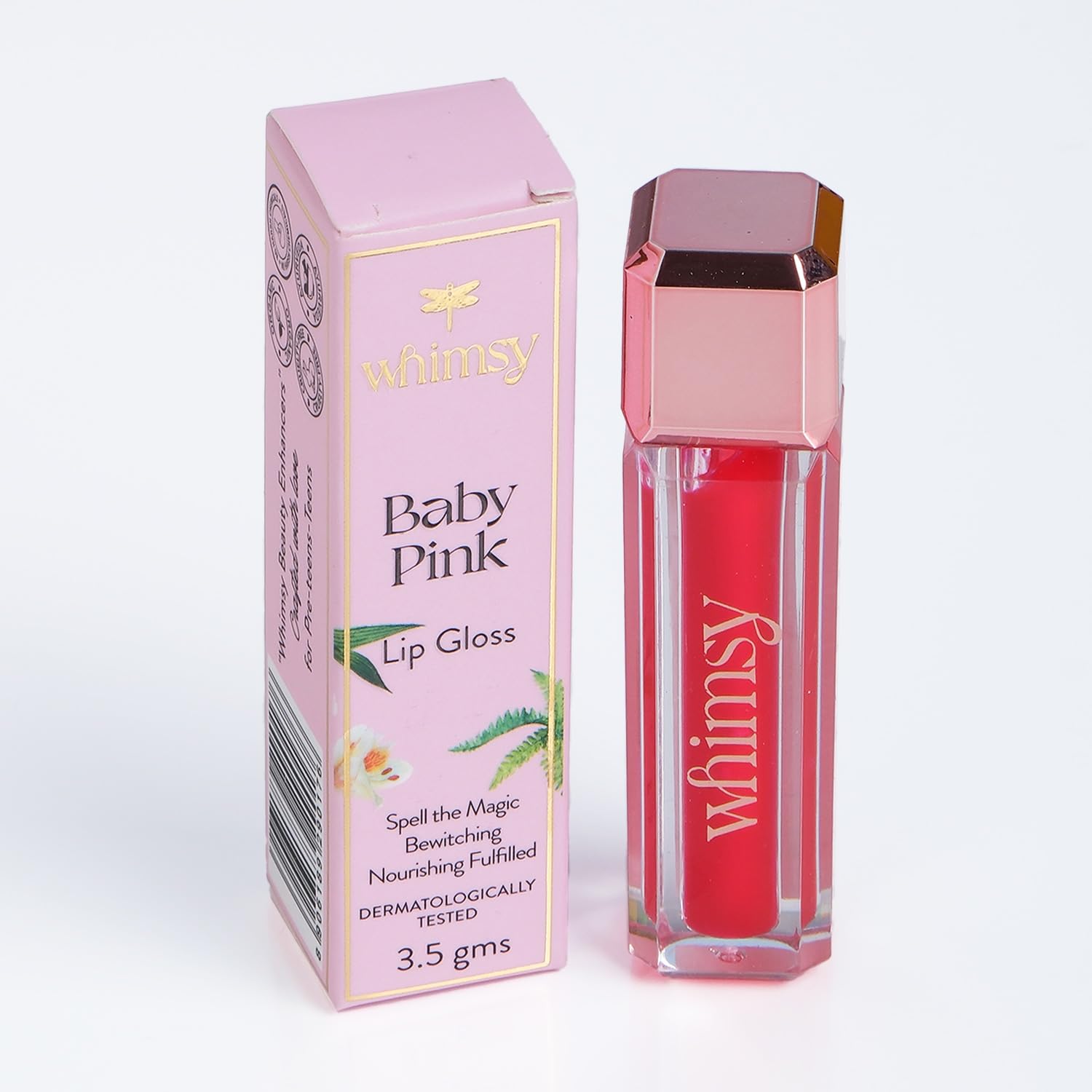 Whimsy Natural Organic Lip Gloss for Kids - Non-Toxic, Non-Sticky, Hydrating Tinted Lip Balm with Long-Lasting Glossy Finish (Baby Pink) | Perfect for School, Parties & Everyday Wear