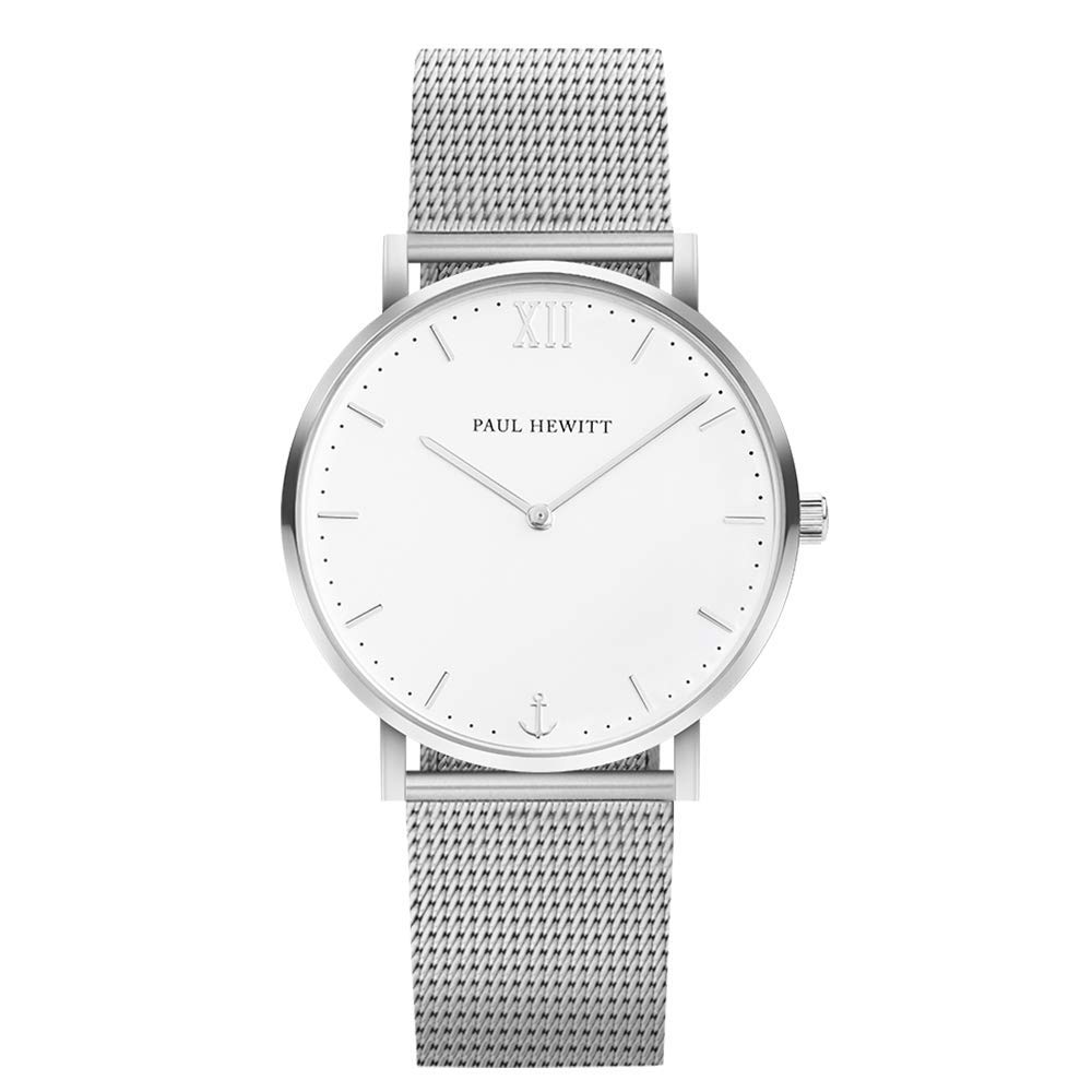 PAUL HEWITT Sailor Line White Sand Stainless Steel Watch for Men & Women - Silver Wristwatch with White Dial | Perfect for Casual, Business & Outdoor Activities