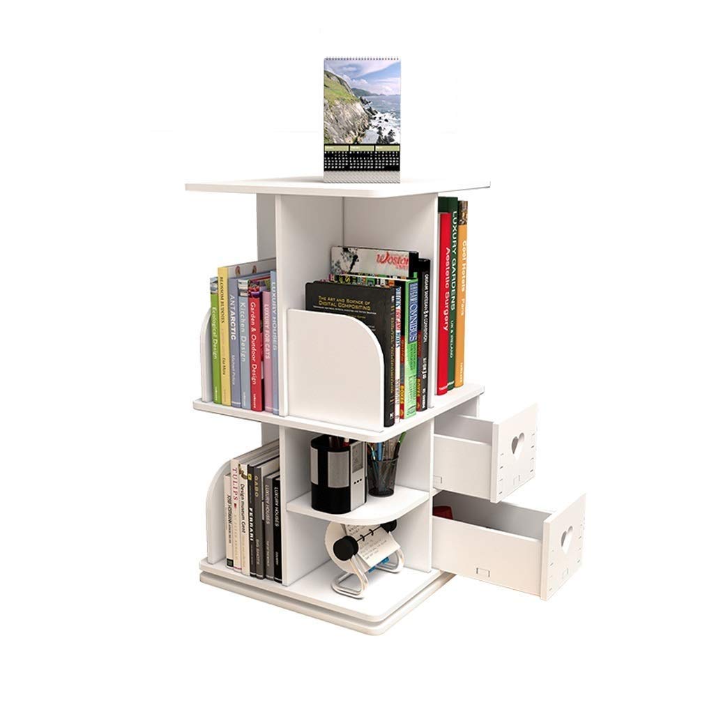 360° Rotating Wooden Bookshelf - Freestanding Desktop Organizer for Books, Media & Decor | Compact Revolving Bookcase for Living Room, Office & Study