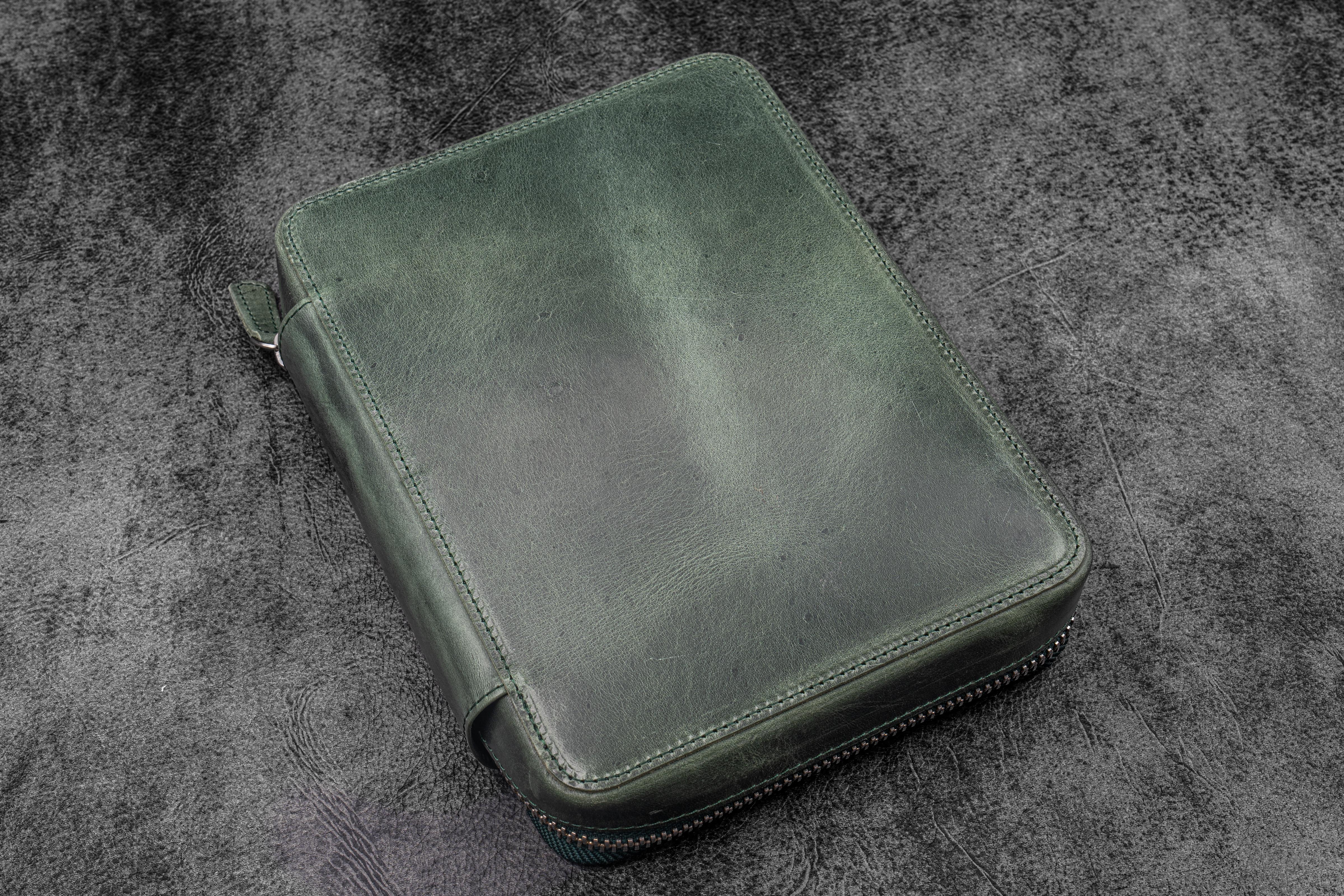Premium Genuine Leather A5 Zip Folio Organizer - Expansi Folio in Forest Green | Perfect for Business Professionals, Students & Travelers | Document Holder, Notebook Case & Office Accessory