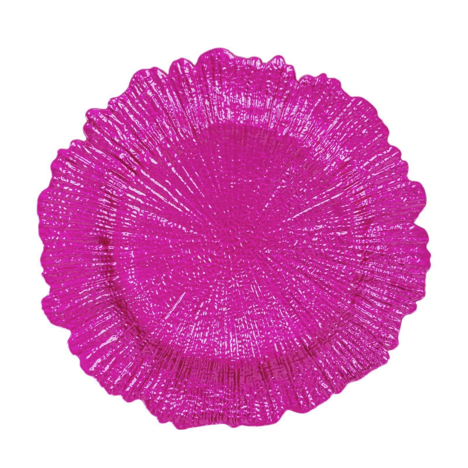 Efavormart 6 Pack Fuchsia Round Reef Acrylic Plastic Charger Plates - 13 Inch Decorative Dinner Plates for Weddings, Parties & Formal Dining