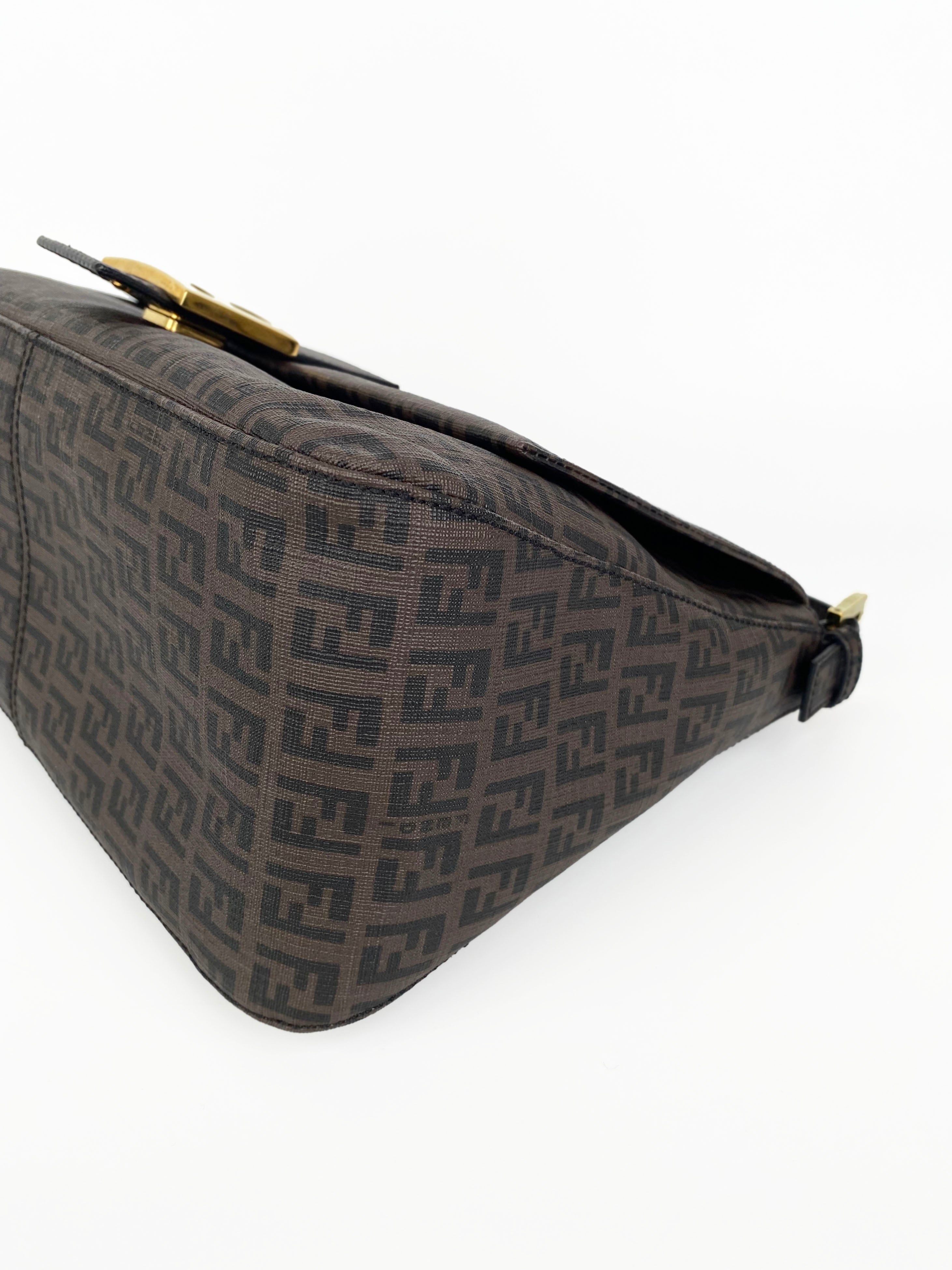 Fendi Monogram Shoulder Bag for Women - Brown Leather Crossbody Purse with Adjustable Strap, Perfect for Work, Travel & Everyday Use