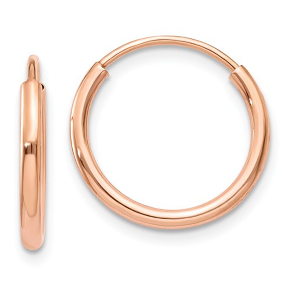 14K Rose Gold Continuous Endless Hoop Earrings - 1.5mm Thin Tube Design for Women | Perfect for Everyday Wear, Date Night & Special Occasions