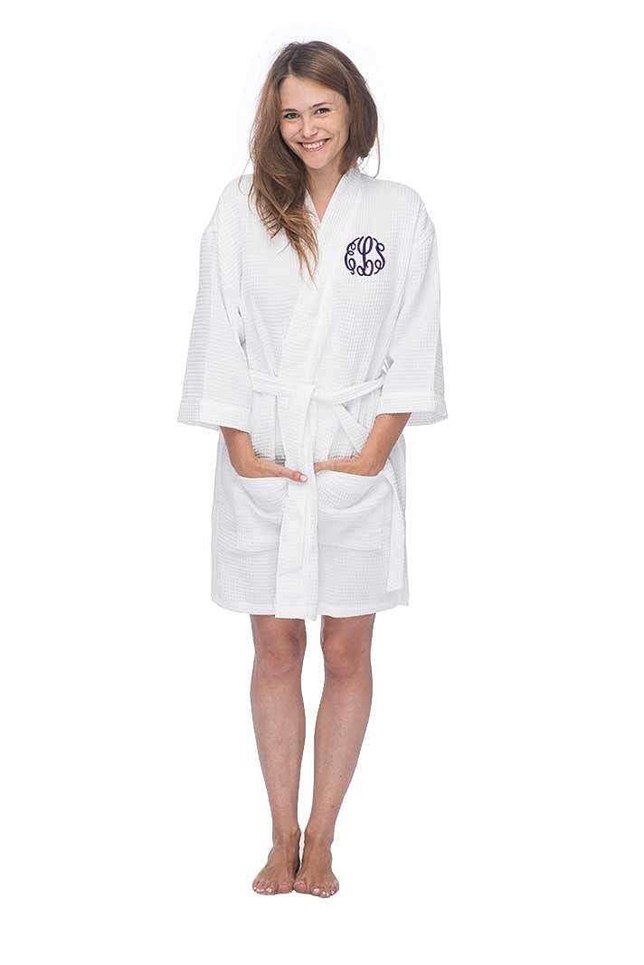 Elegant Monogrammed Waffle Kimono Robe for Brides - Perfect for Bridal Showers, Wedding Morning Prep & Honeymoon Getaways