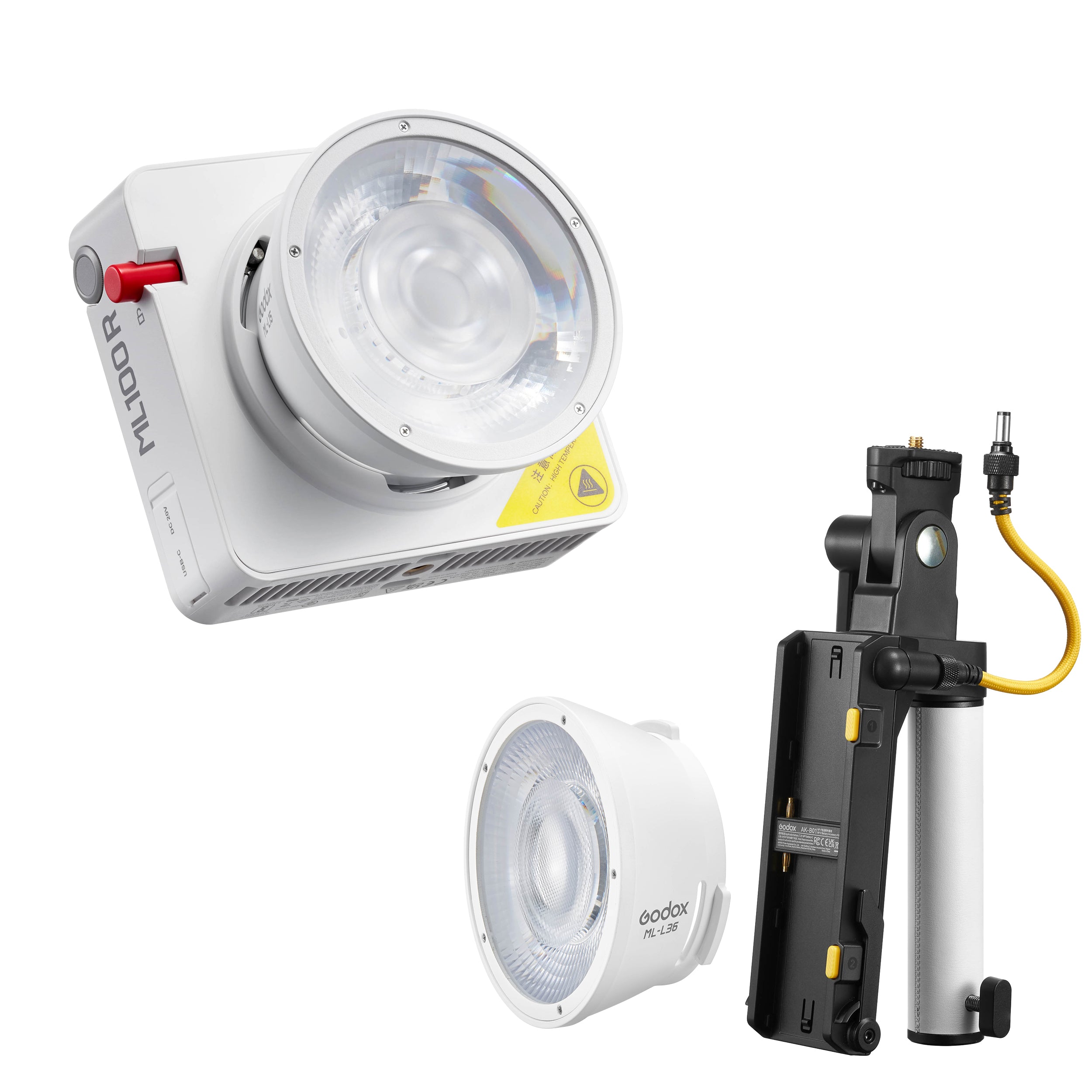 GODOX ML100R Compact LED Video Light with L36 Reflector & NP-F Battery Handle - Perfect for YouTube, Vlogging, Photography and Studio Lighting