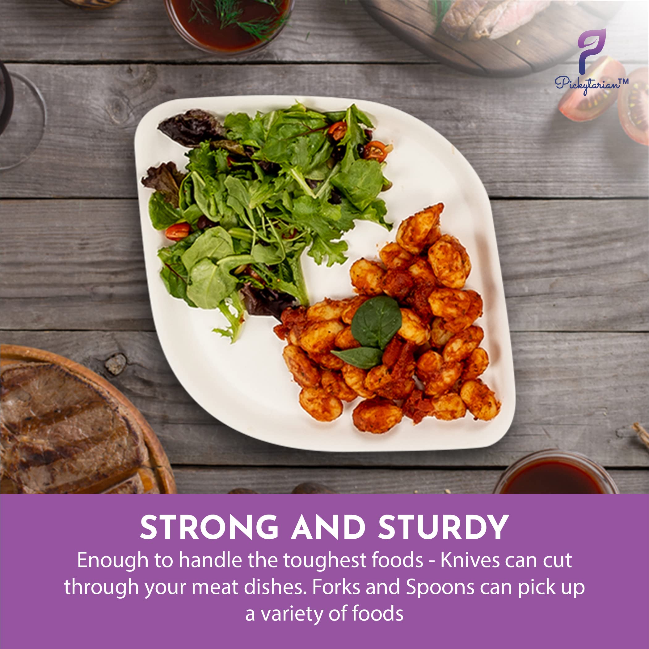 Eco-Friendly Purple Disposable Bamboo Plates - 50 Pack 10 Inch Large Compostable Dinner Plates for Weddings, Birthday Parties, Holiday Events - Sturdy & Sustainable Alternative to Paper & Plastic Plates - Perfect for Outdoor Picnics, BBQs, and Elegant Gatherings