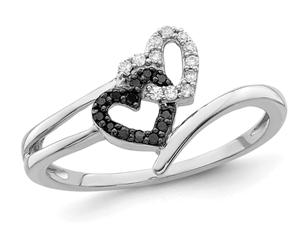Elegant Black & White Diamond Accent Sterling Silver Heart Promise Ring - Perfect for Anniversaries, Engagements & Romantic Gifts