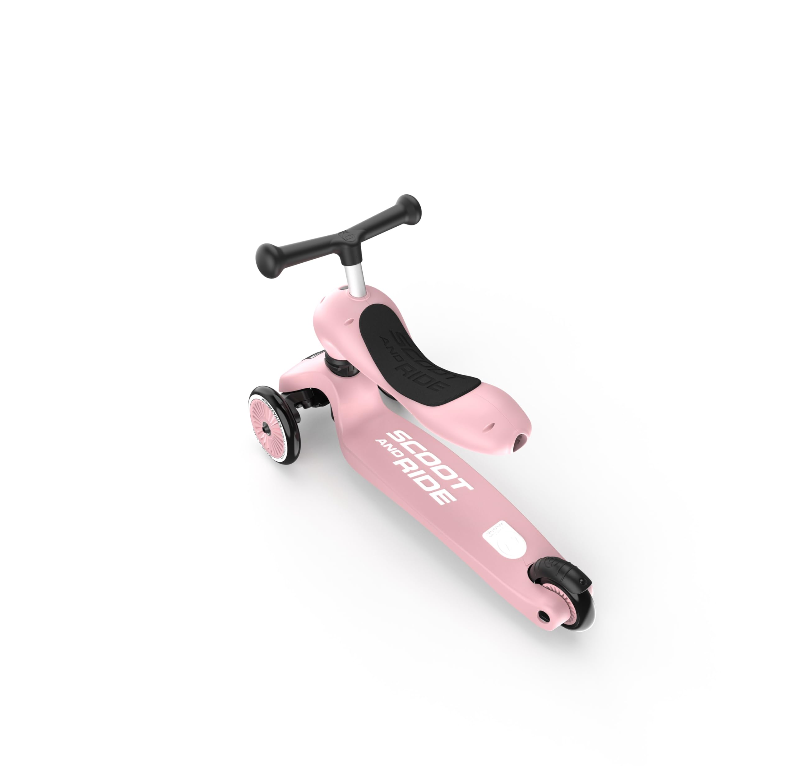 Scoot & Ride Highwaykick 1 2-in-1 Ride-On & Stand Scooter for Toddlers Ages 1-5 | Convertible Kids Scooter with Adjustable Handle | Rose Pink | Perfect for Indoor Play, Outdoor Park Adventures & Learning Balance