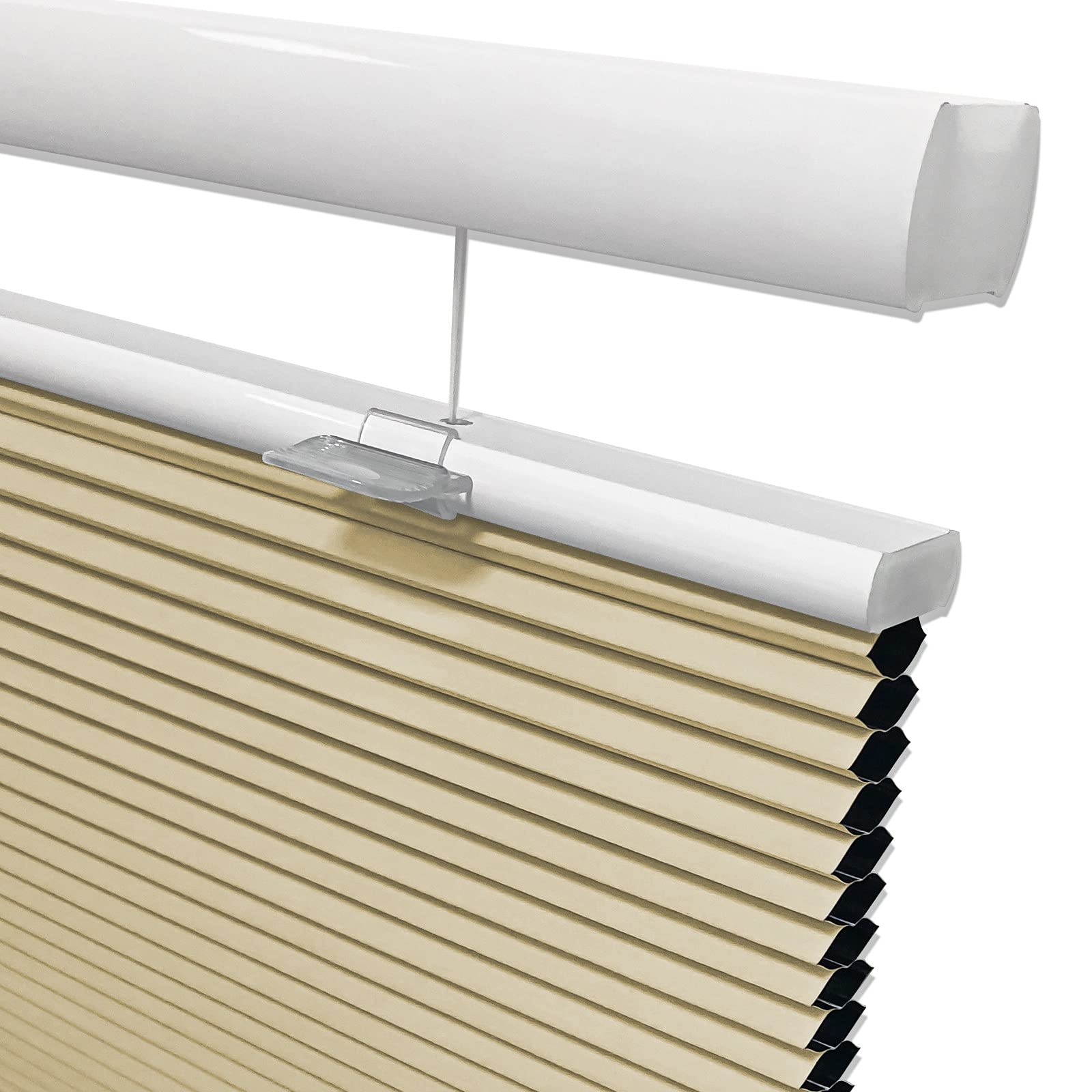 Custom Cut to Size Cordless Blackout Window Shades - Top Down Bottom Up Blinds for Home, Kitchen, Bedroom & Office (Beige, 100% Blackout, 61