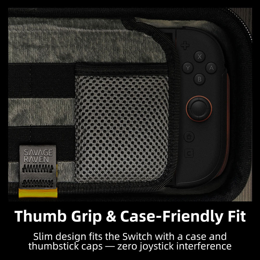 Savage Raven by Skull & Co. EDC Carrying Case for Nintendo Switch 2 with Stand Grip - Multi Camo | Protective Travel Storage Case for Switch 2 Console & Accessories | Perfect for Gaming On-The-Go, Travel, and Outdoor Adventures