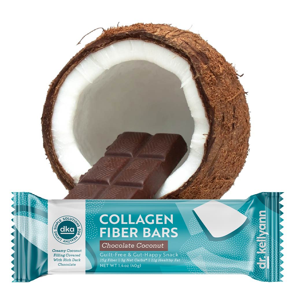 Dr. Kellyann Keto Collagen Fiber Bar - 12 Pack | High Fiber Low Carb Snack Bars | Gluten Free, Keto & Paleo Friendly | Perfect for Weight Loss, On-the-Go Energy & Healthy Lifestyle
