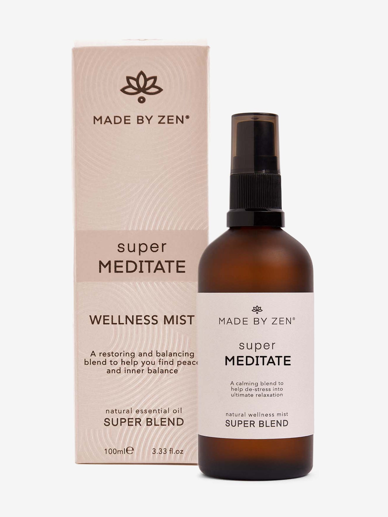 Zen Super Blend Wellness Mist Spray for Meditation & Relaxation - Aromatherapy Essential Oil Diffuser for Stress Relief, Yoga, and Home Spa
