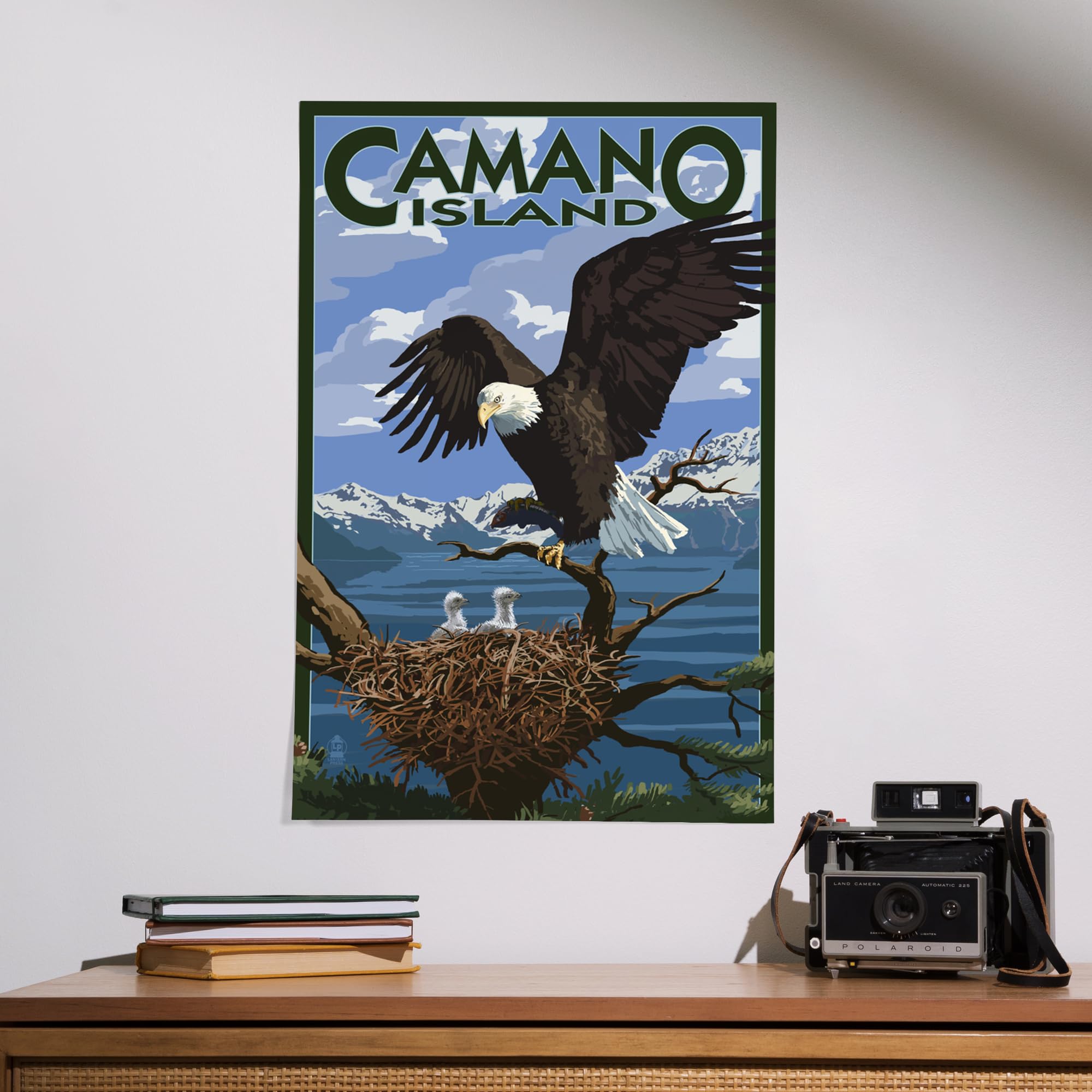 Lantern Press 16x24 Inch Giclee Print - Camano Island Washington Bald Eagle and Chicks Wall Art - Perfect for Home Decor, Office & Gift Giving