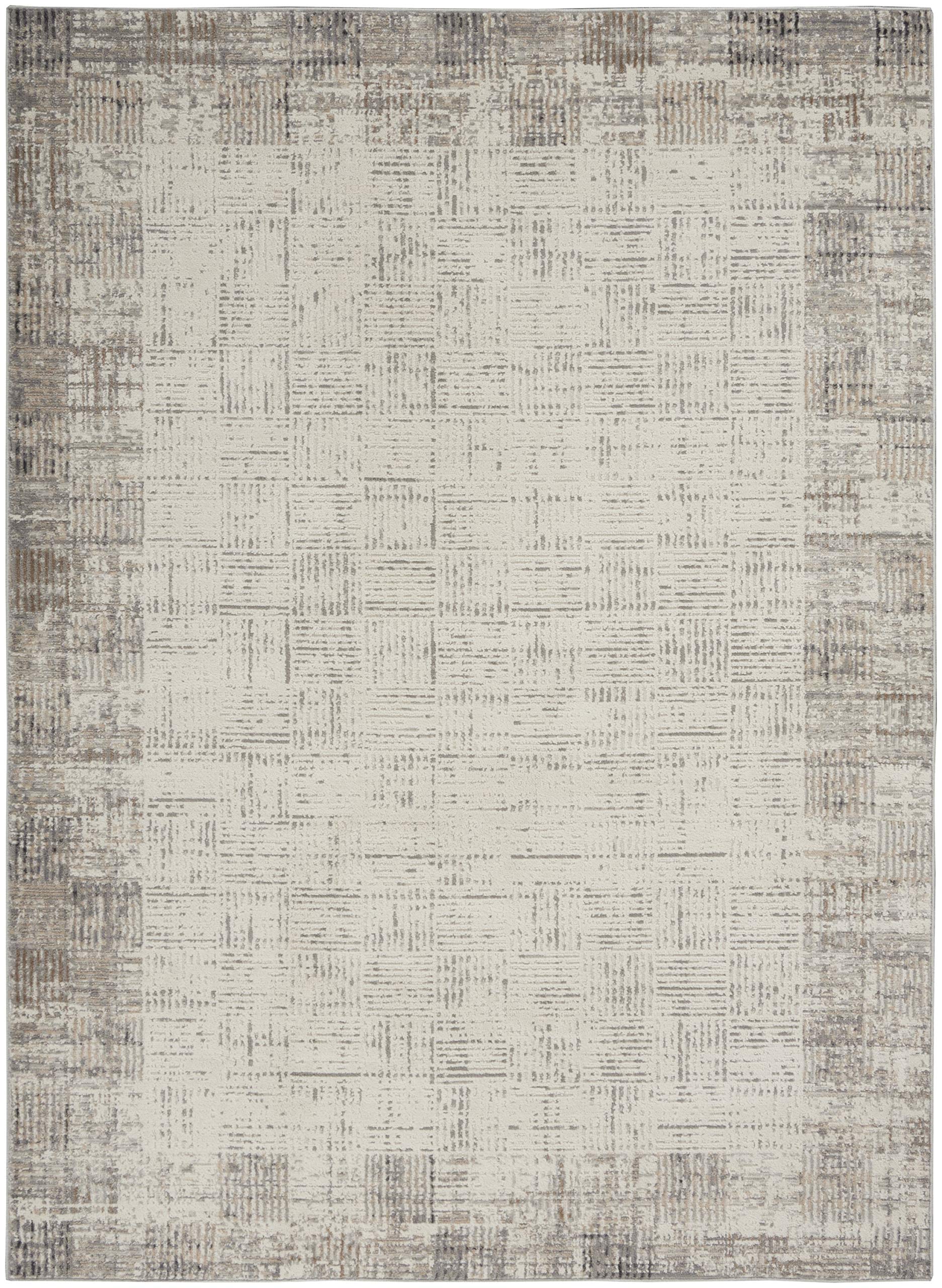 Nourison Elation Abstract Ivory Grey 9' x 12' Area Rug - Easy Cleaning, Non-Shedding, Soft & Durable - Perfect for Bedroom, Living Room, Dining Room & Kitchen Decor (9x12) - Cozy Home & Office Flooring Solution