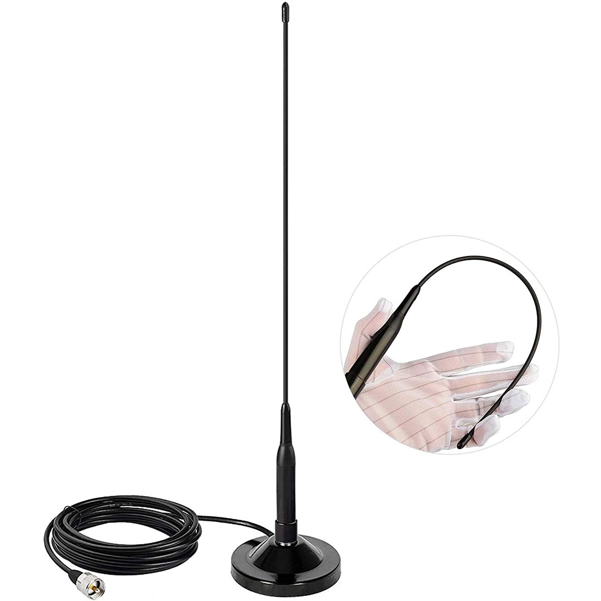 Dual Band VHF/UHF Mobile Radio Antenna 136-174MHz/400-470MHz with PL259 Male Connector & Magnetic Mount Base for Car Truck Ham Radio - Ideal for Vehicle Communication, Emergency Response, and Amateur Radio Enthusiasts