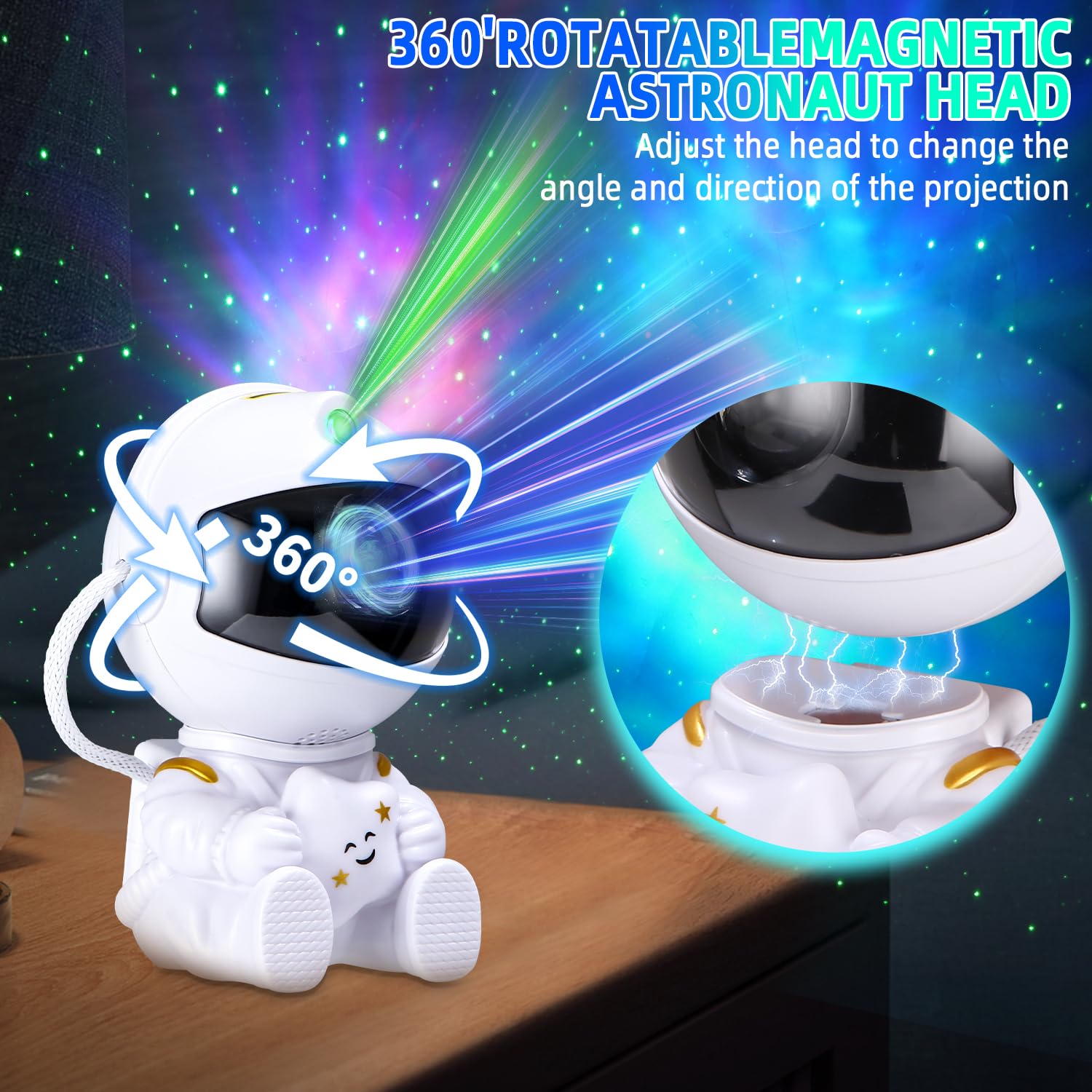 TIDEVAN Astronaut Star Projector Lamp with 360° Rotation, Timer & Remote Control - Galaxy Night Light for Kids & Adults Bedroom, Nursery, Home Theater Decor, Relaxation & Sleep Aid