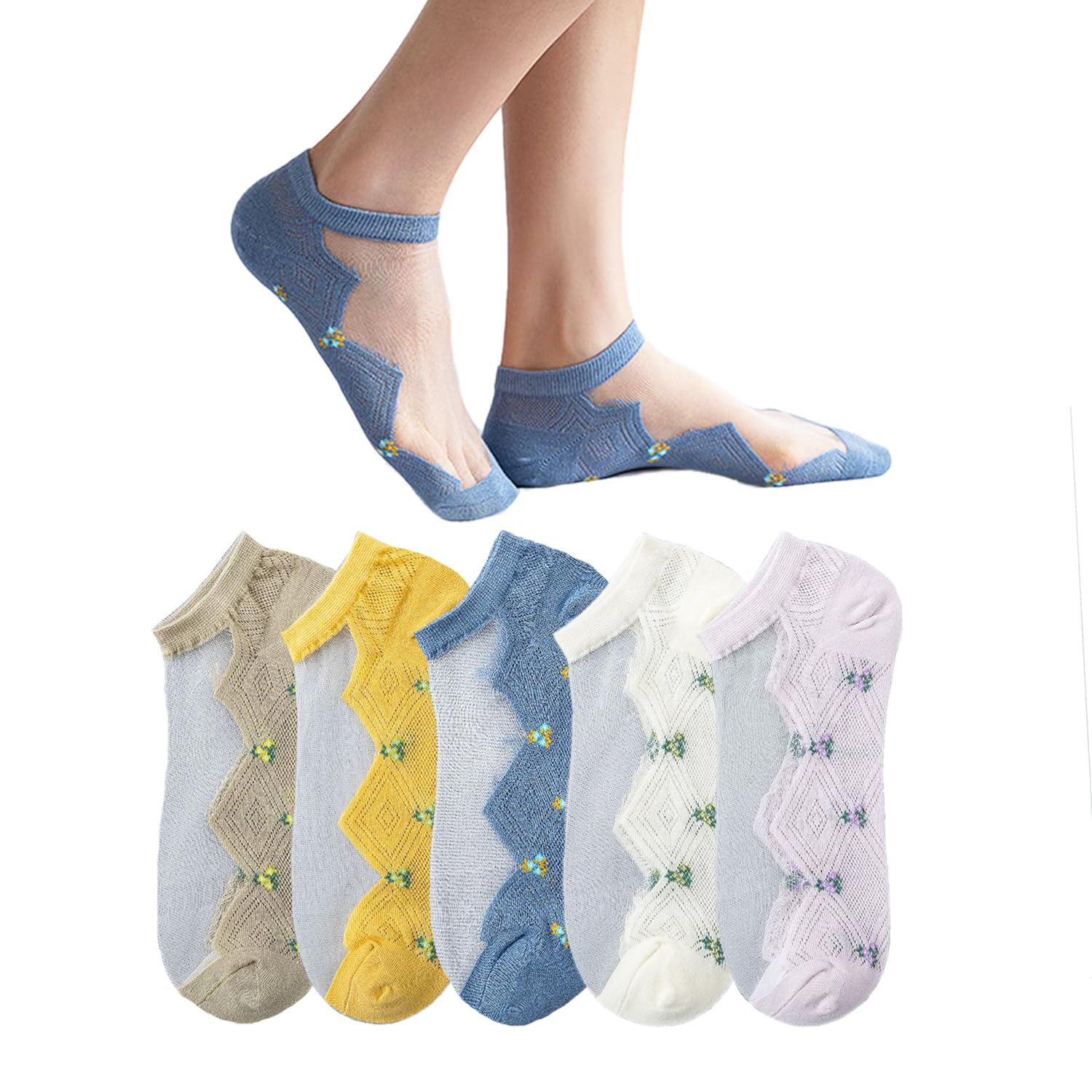Benefeet Sheer Ankle Socks for Women - Thin Lace Nylon Summer Socks for Casual & Dress Wear