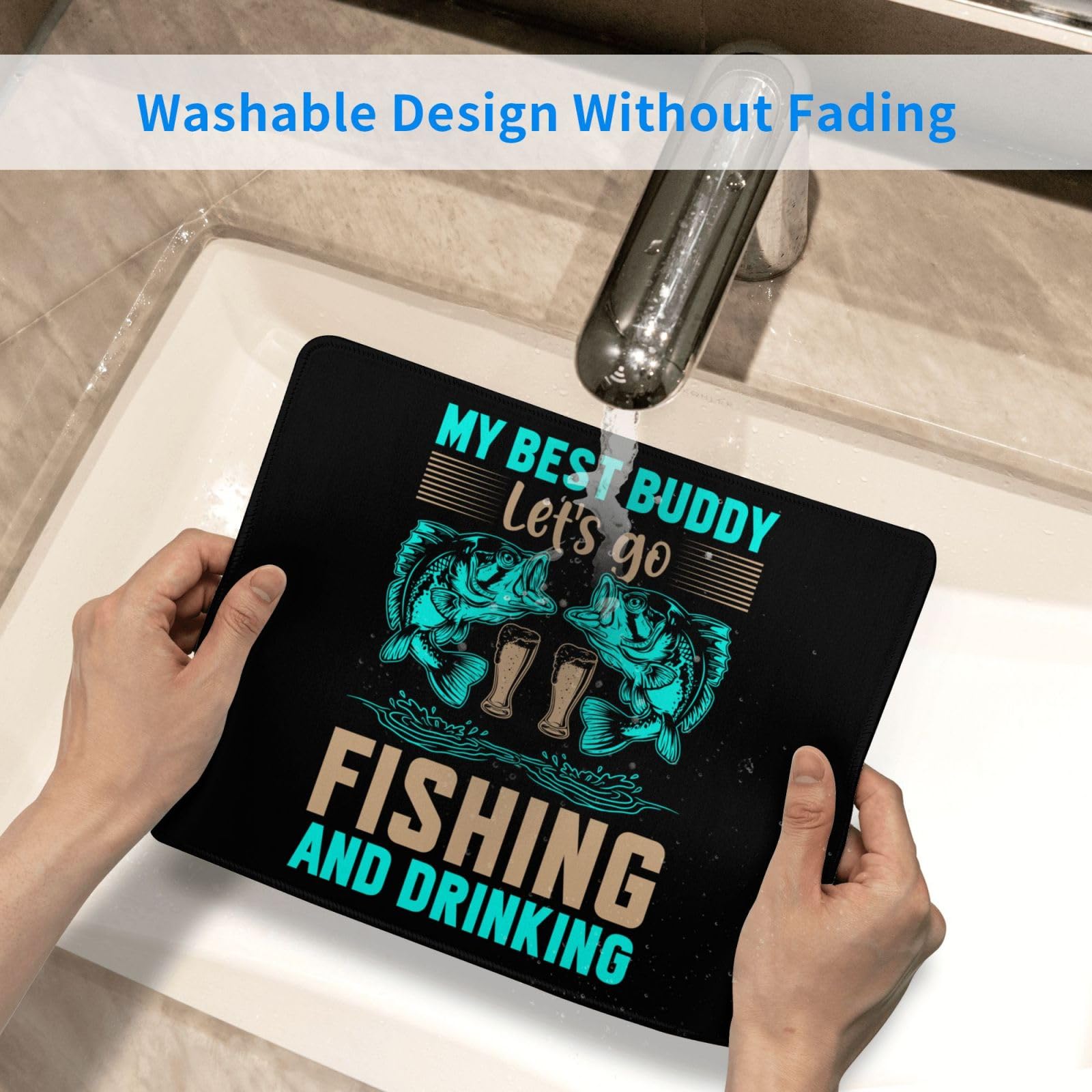 Waterproof Non-Slip Rubber Base Mouse Pad - 10x12 Inch Gaming & Office Mousepad for PC/Laptop - Perfect for Fishing Enthusiasts, Gamers & Office Work
