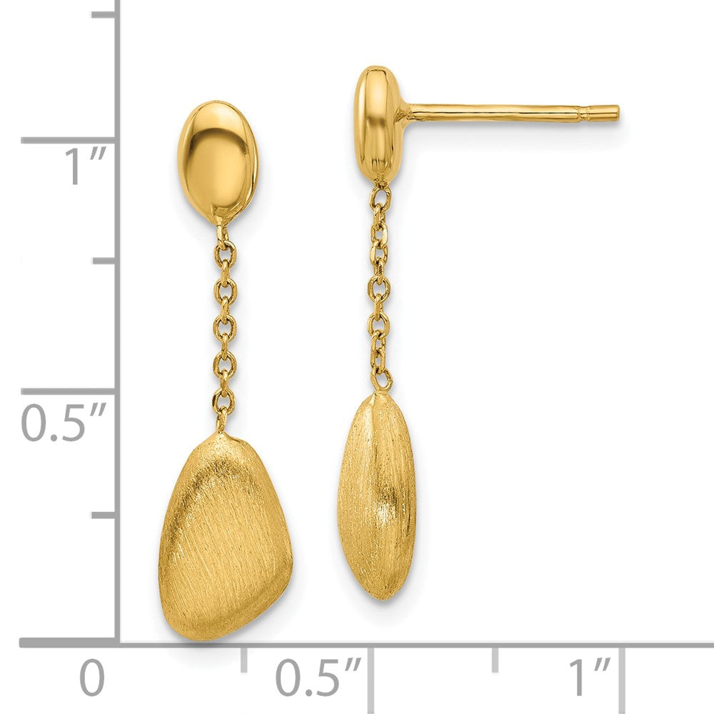 Gold Brushed and Polished Dangle Post Earrings LE2628 - Elegant Women's Fashion Jewelry for Parties, Weddings & Special Occasions
