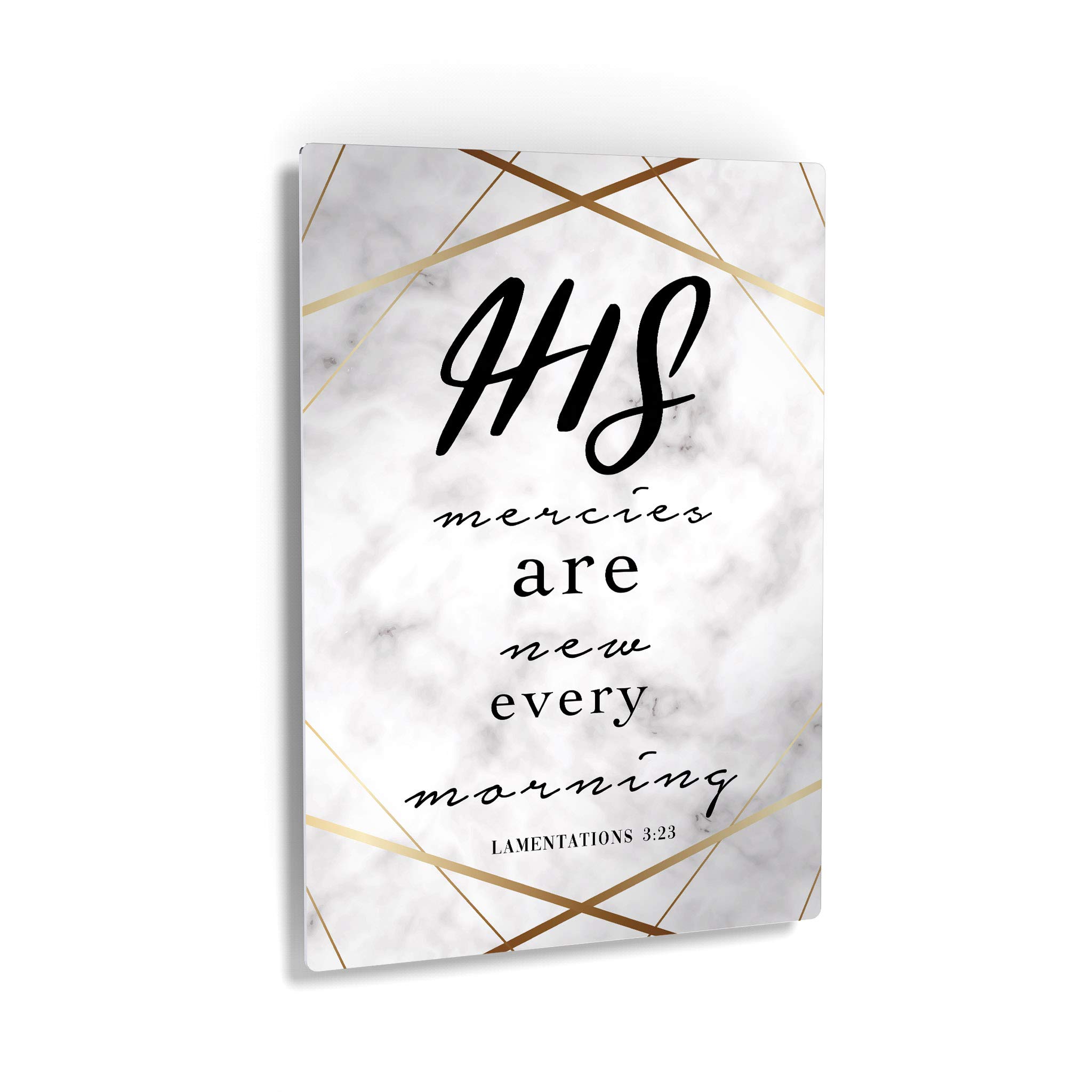 Smile Art Design 'His Mercies Are New Every Morning' Scripture Wall Art - Metal Print Bible Verse Christian Decor, Religious Inspirational Gift for Home, Church, Office - Ready to Hang 40x30 Inches - Made in USA
