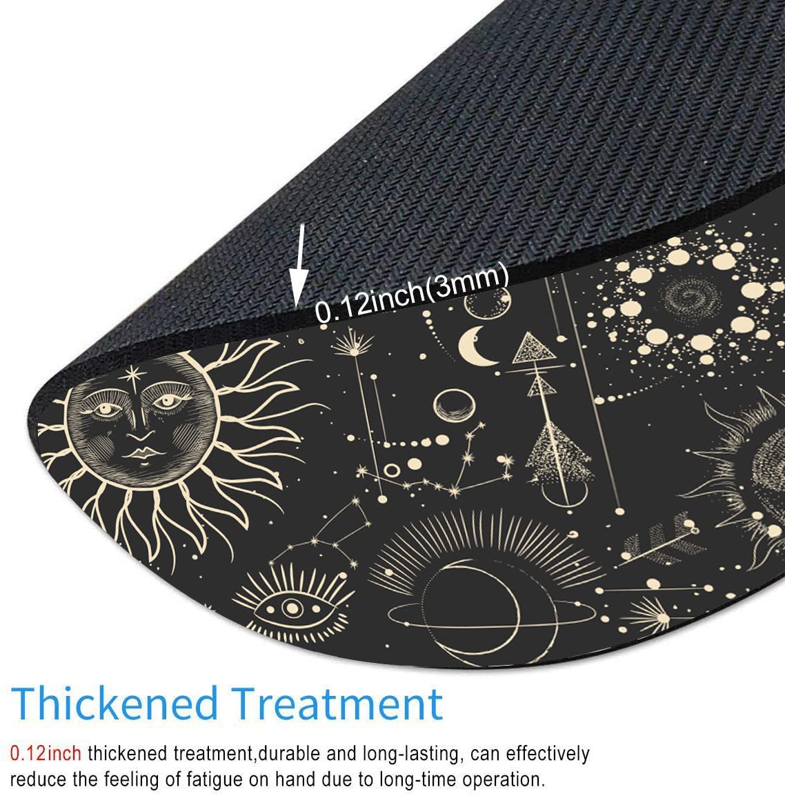 Celestial Sun and Moon Gaming Mouse Pad - Non-Slip Rubber Base, Washable Lycra Cloth Surface for Wireless Mouse - Perfect for Office, Gaming & Home Computer Use