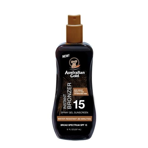 Australian Gold Spray Gel with Instant Bronzer - 8 oz Sunless Tanning Lotion for Natural-Looking Glow | Perfect for Beach, Pool & Summer Vacations